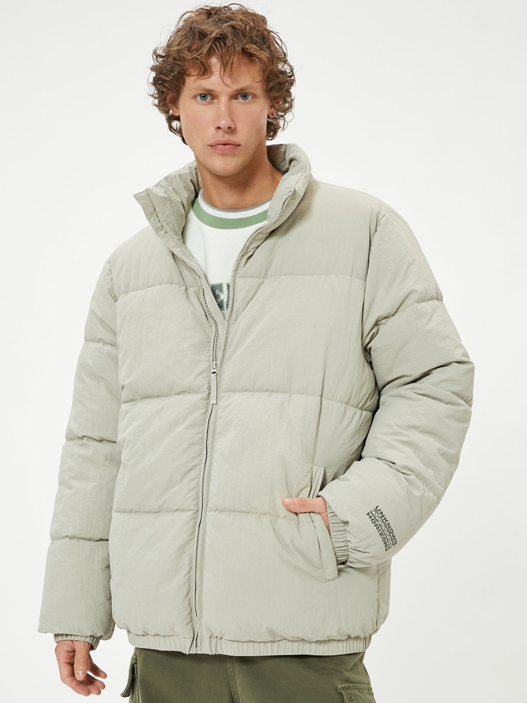 

Koton Men Checked Quilted Jacket, Grey