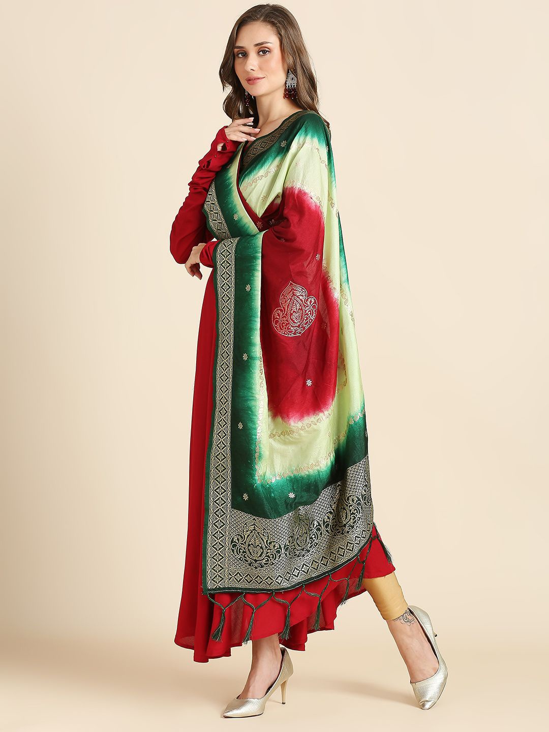 

Dupatta Bazaar Ethnic Motifs Woven Design Banarasi Silk Dupatta, Maroon