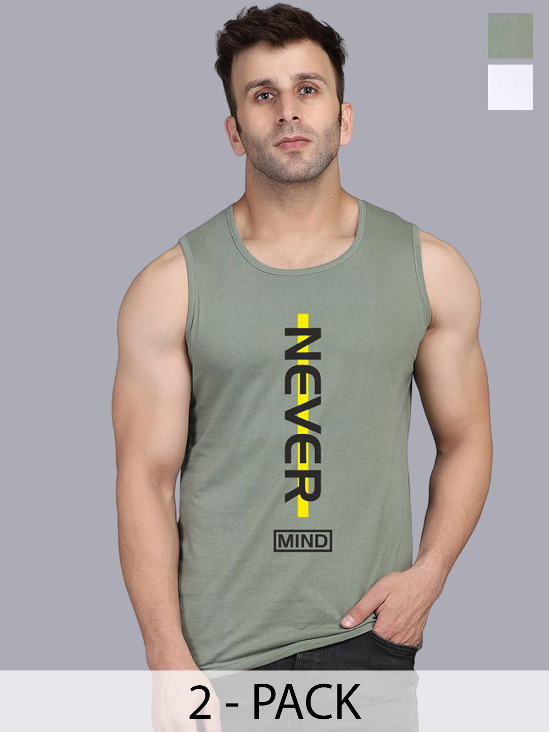 

SLOWLORIS Pack Of 2 Printed Gym Vests, White