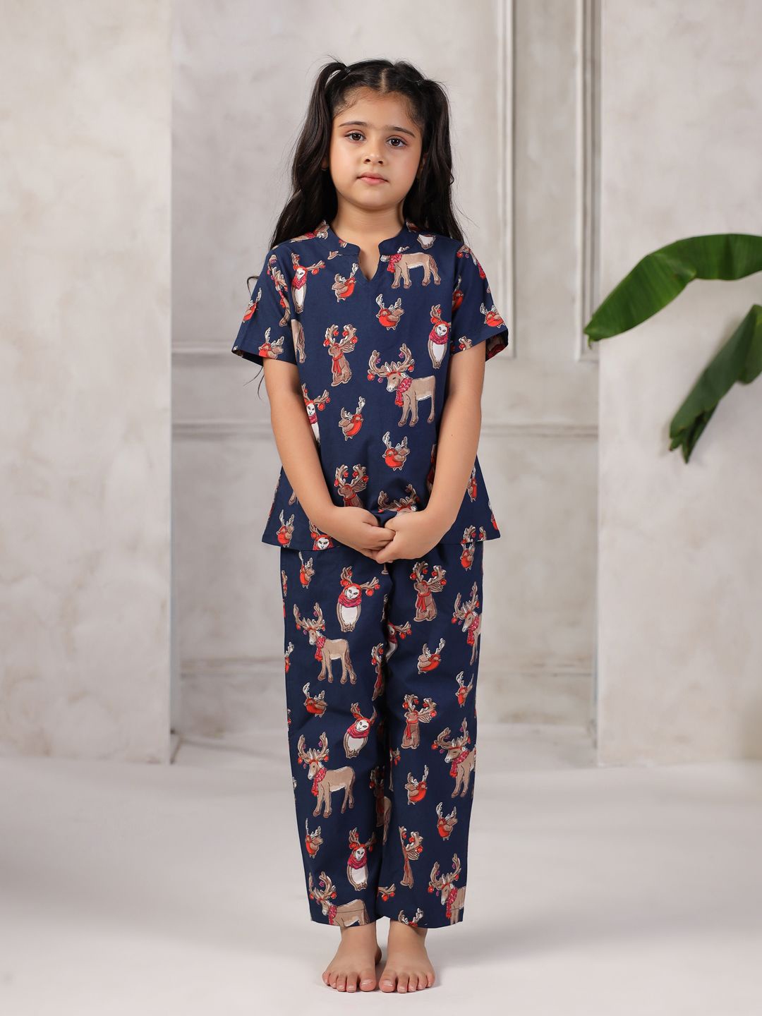 

SANSKRUTIHOMES Girls Pure Cotton Printed Night suit, Blue