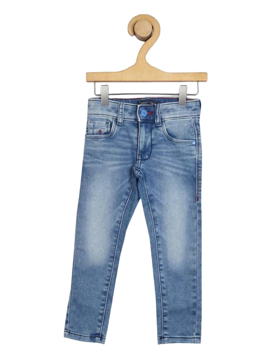 

Indian Terrain Boys Classic Mid-Rise Heavy Fade Jeans, Blue
