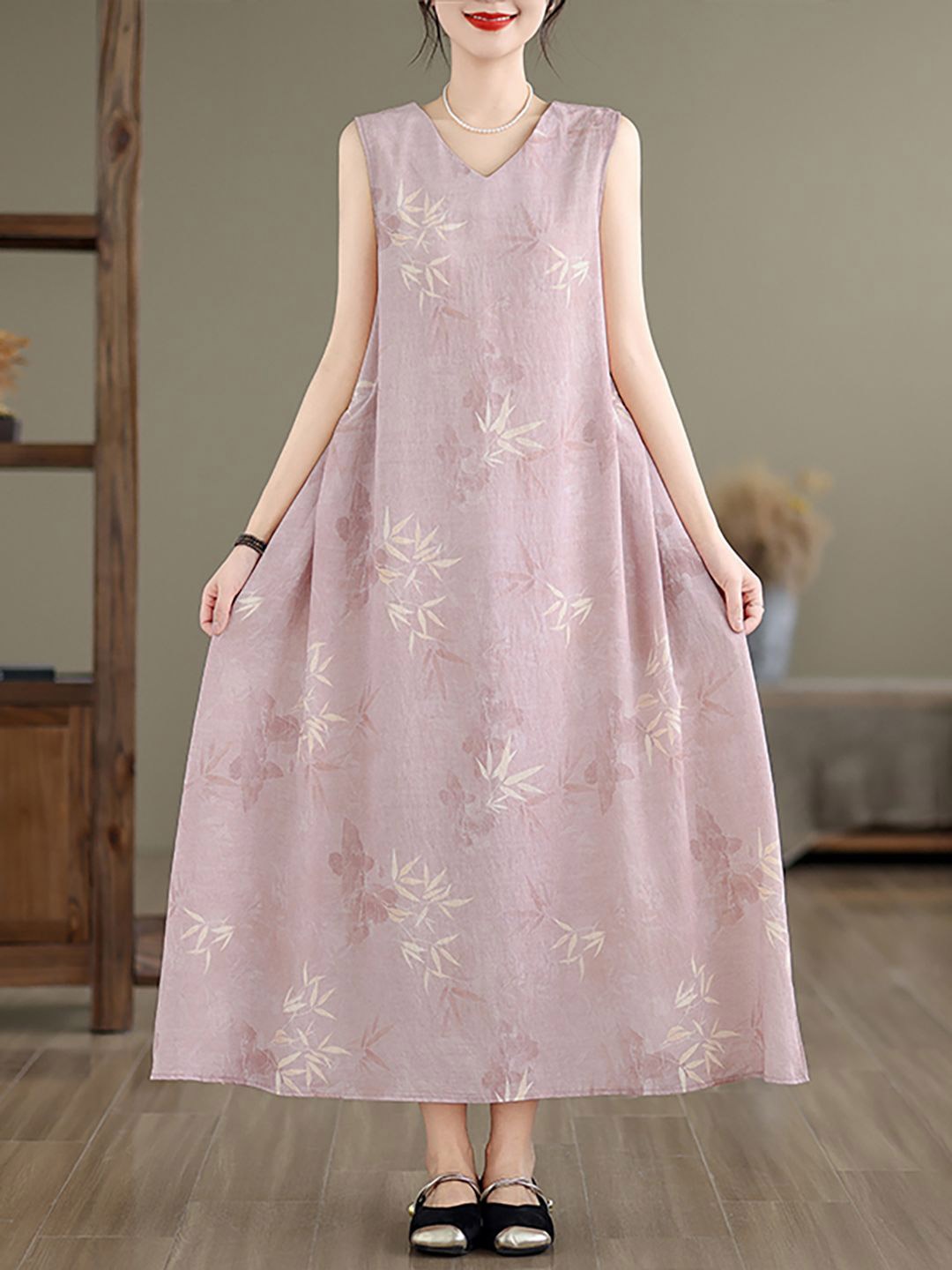 

JC Mode Floral Printed A-Line Maxi Dress, Pink