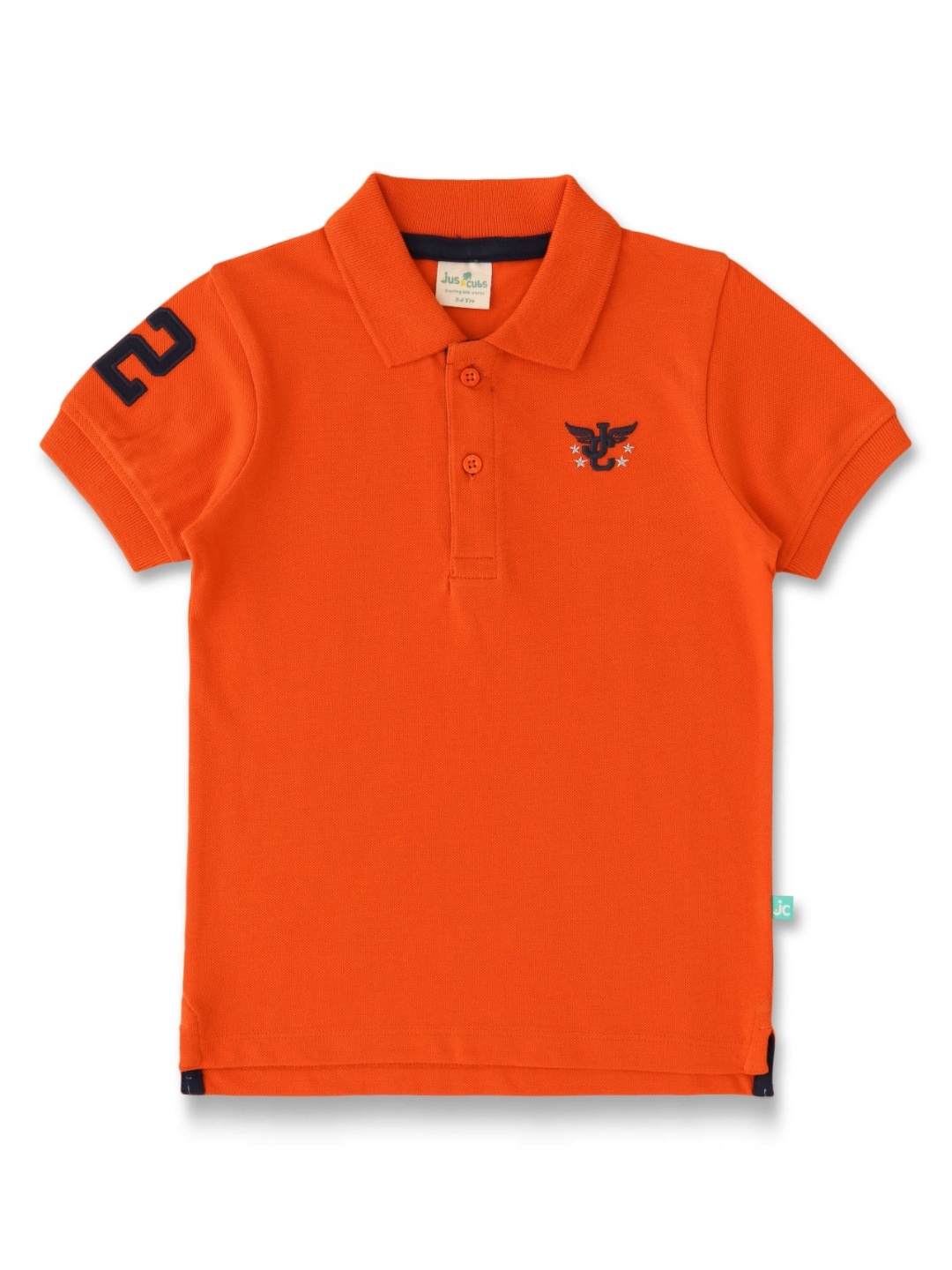 

JusCubs Girls Solid Polo Collar Cotton T-shirt, Orange