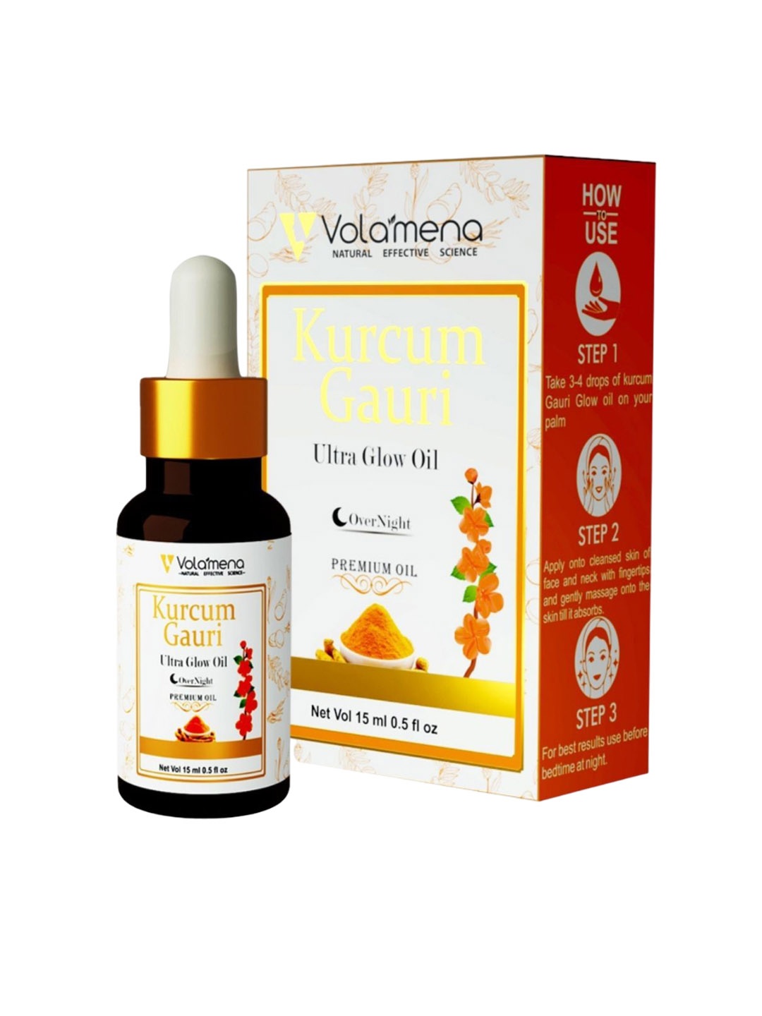 

Volamena Kurcum Gauri Ultra Glow Face Oil With Turmeric & Geranium Oil -15ml, Transparent