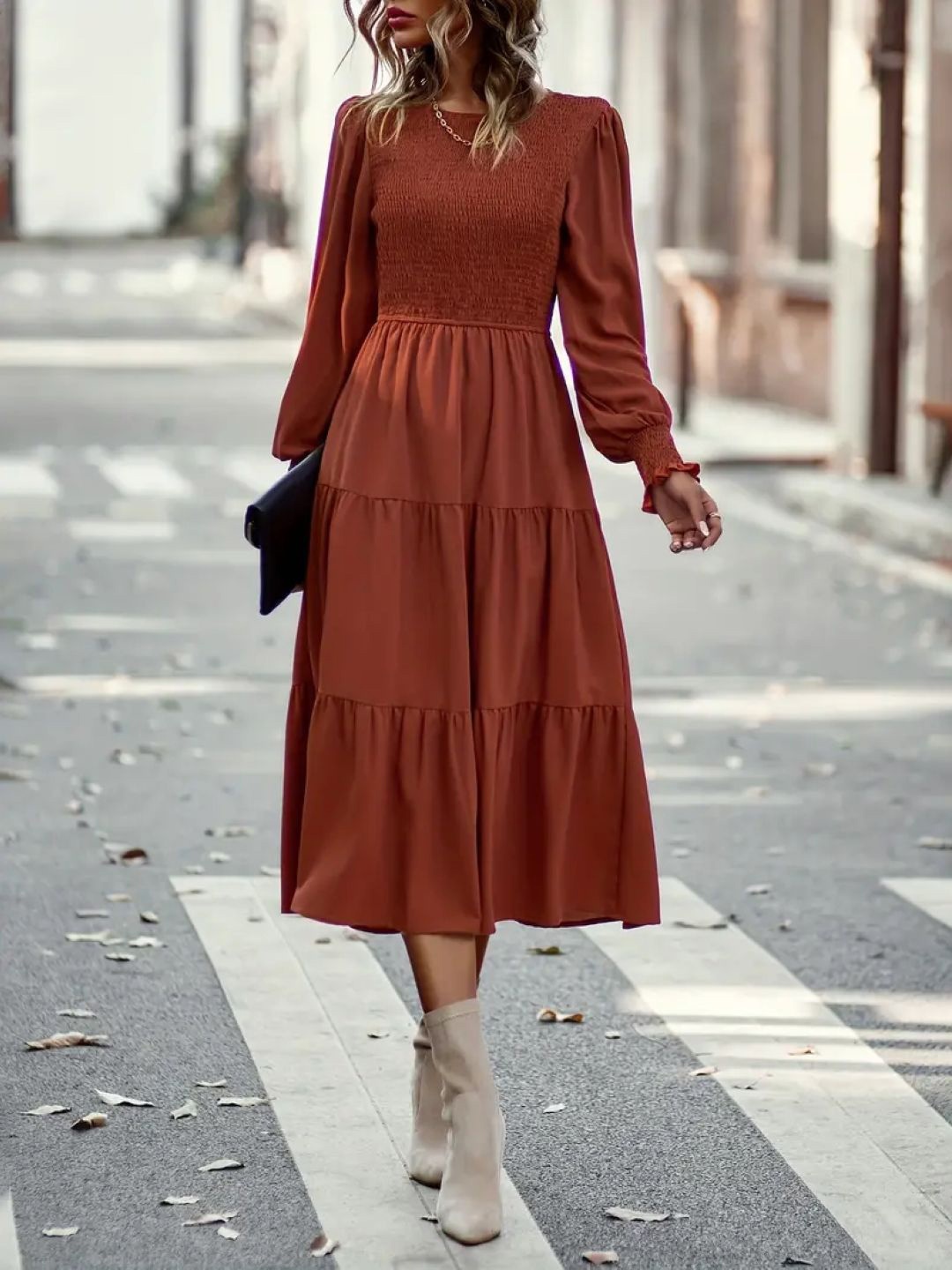 

StyleCast Fit and Flare Midi Dress, Brown