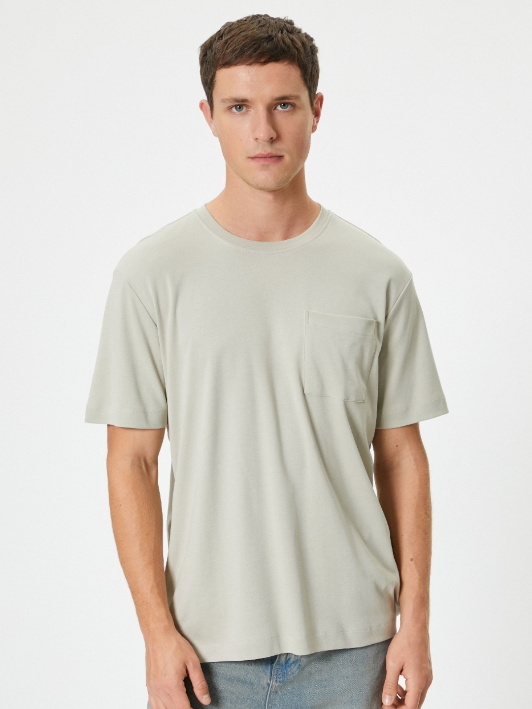 

Koton Men Drop-Shoulder Sleeves Pockets T-shirt, Grey