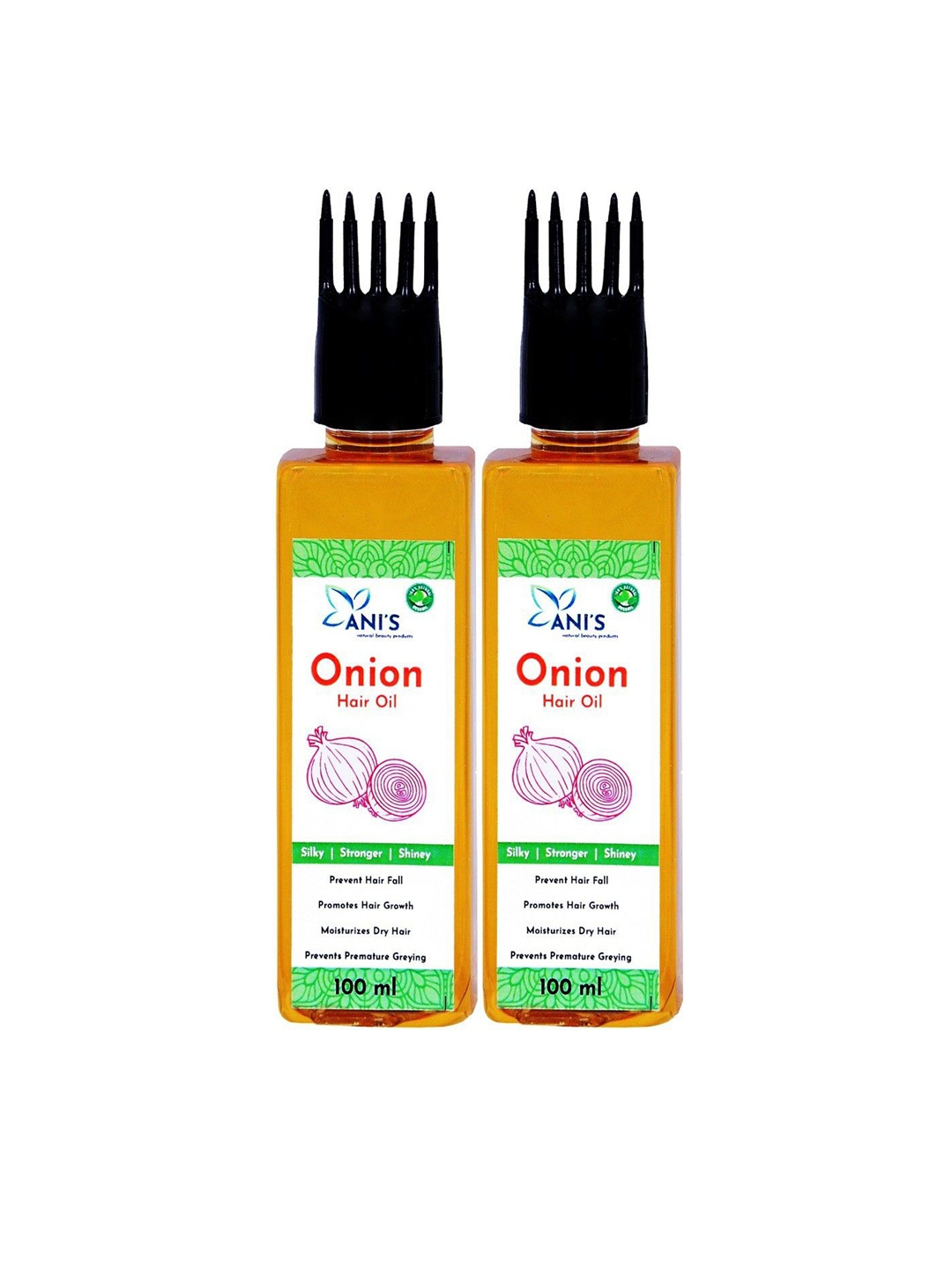 

ANI'S Set Of 2 Onion Hair Oil For Strong & Silky Hairs - 100ml Each, Orange
