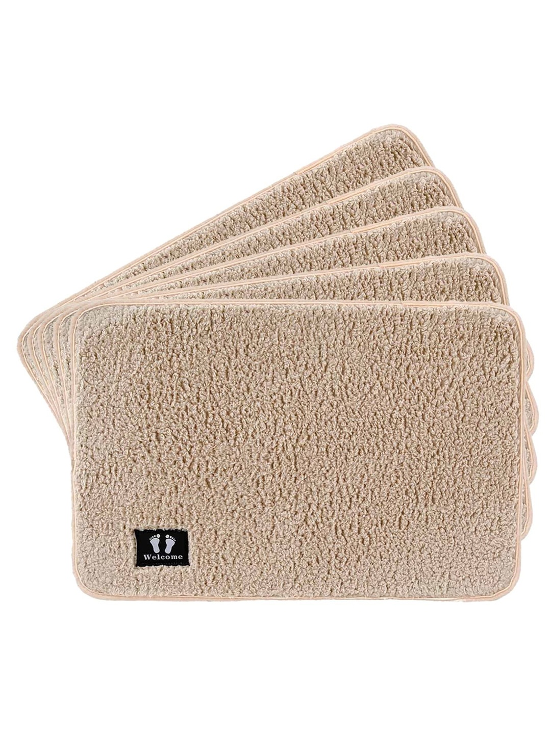 

Kuber Industries Khaki 5 Pieces Textured 240 GSM Bath Rugs