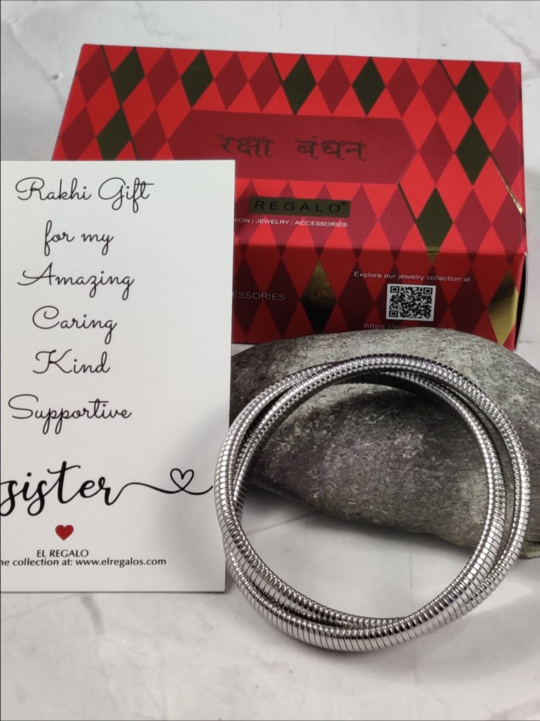 

EL REGALO Wraparound Rakhi, Silver