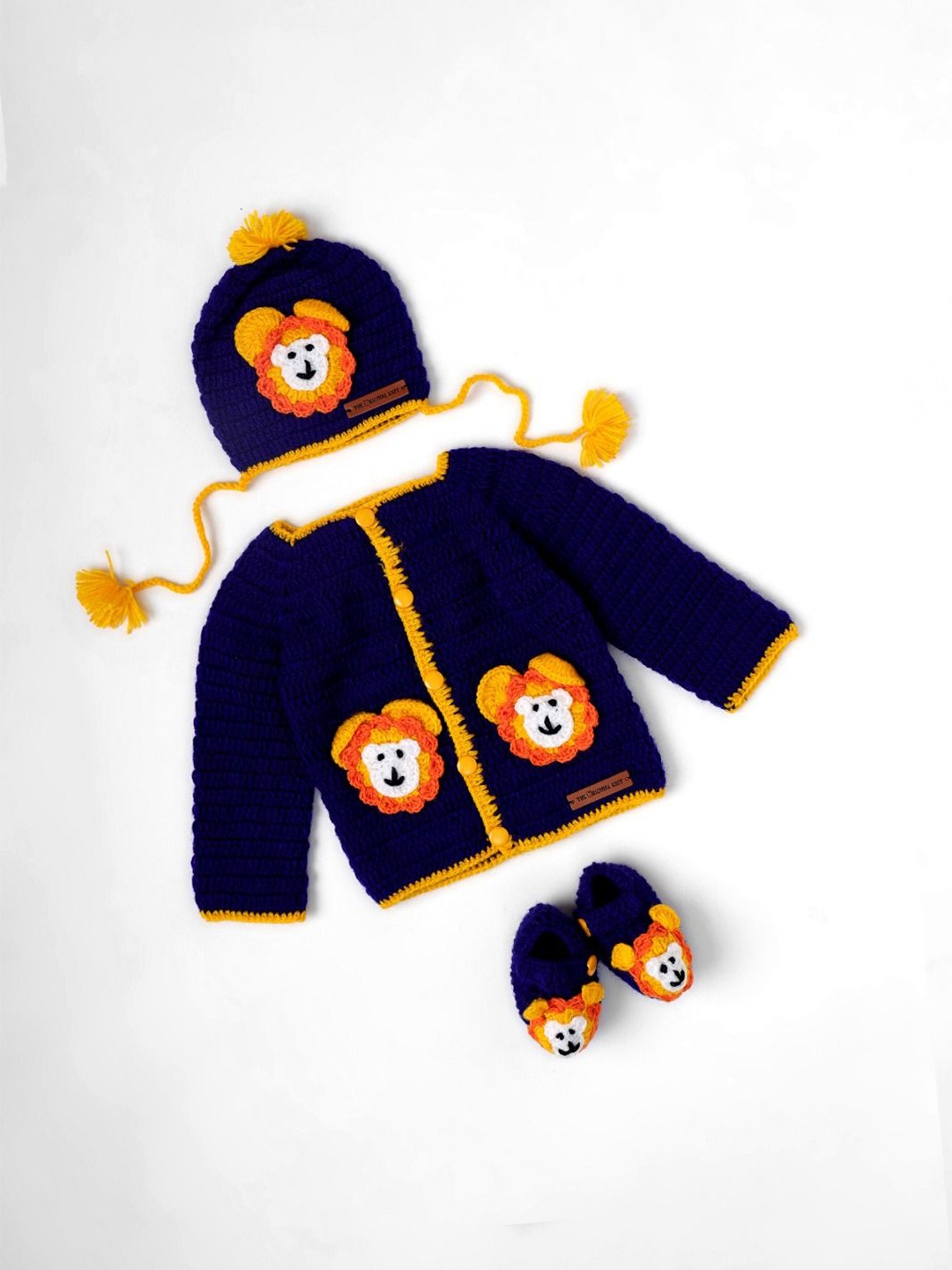 

The Original Knit Infants 3-Pcs From The Jungle-Lion Acrylic Baby Apparel Gift Set, Blue