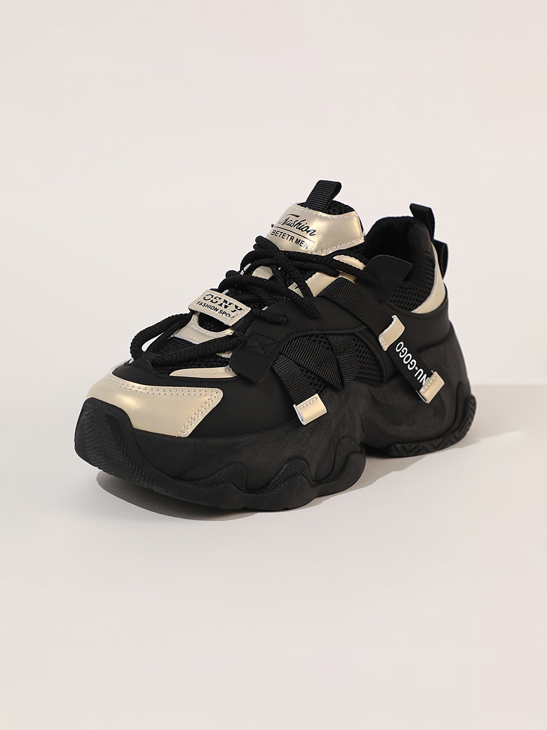 

LULU & SKY Women Colourblocked PU Lace-Ups Trekking Shoes, Black
