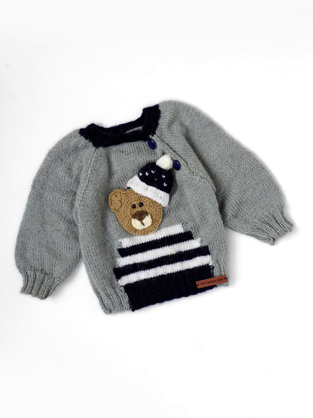 

The Original Knit Unisex Kids Striped Pullover, Grey
