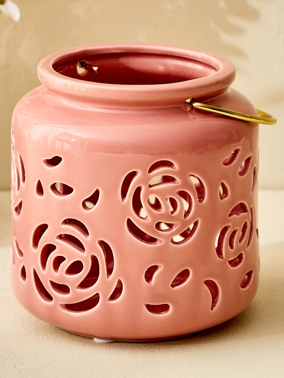 

Home Centre Pink Ceramic Lantern Candle Holder