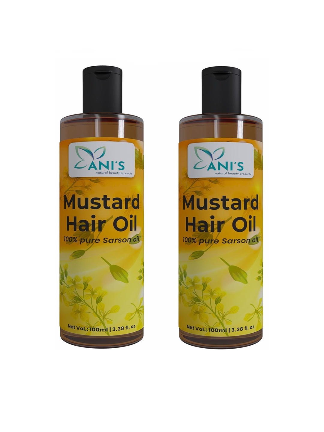 

ANI'S Set Of 2 Pure Mustard Hair Oil For Strong & Silky Hairs - 100ml Each, Orange