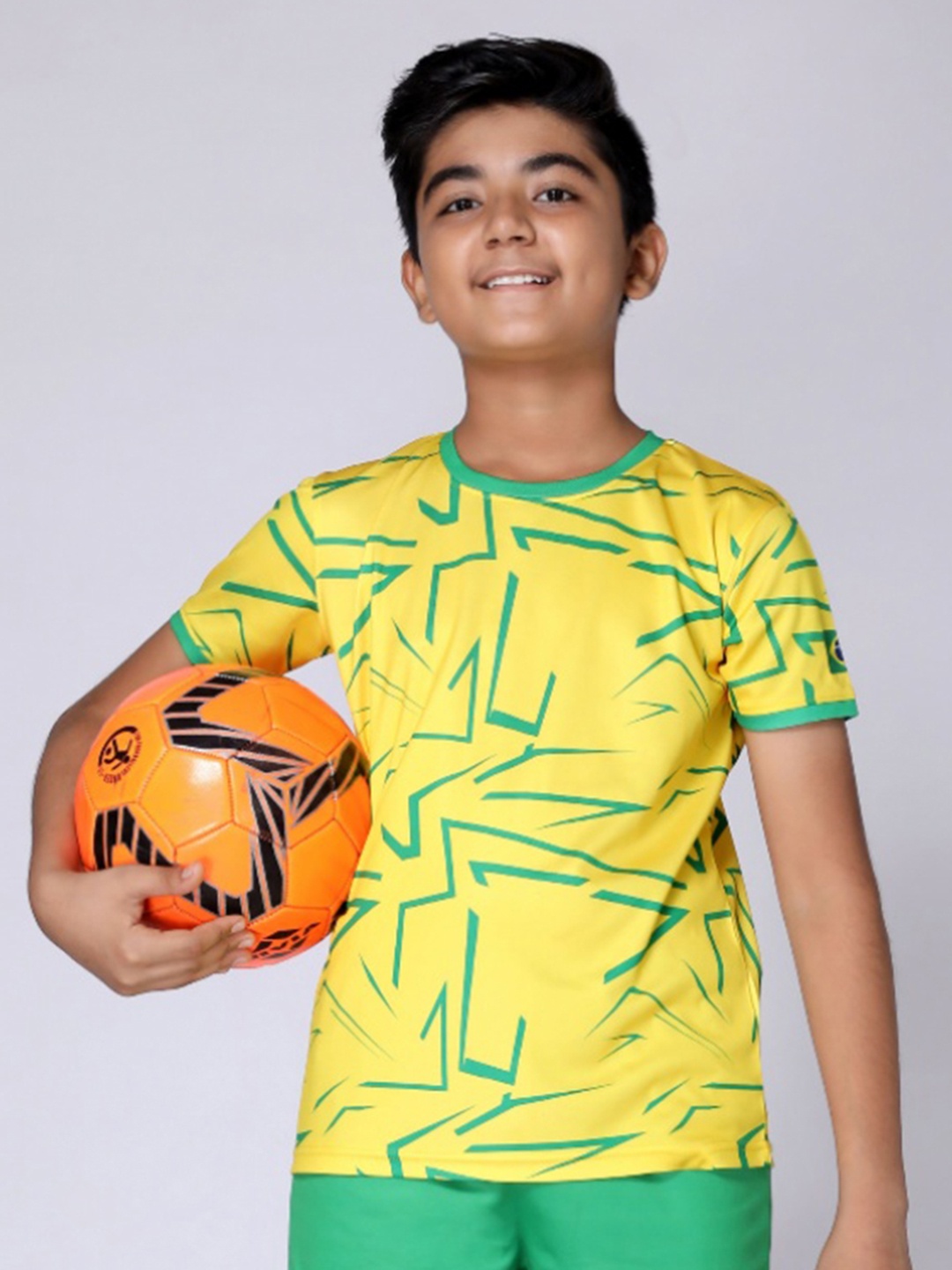 

UMILDO Boys Abstract Printed Round Neck Polyester Tshirt, Yellow