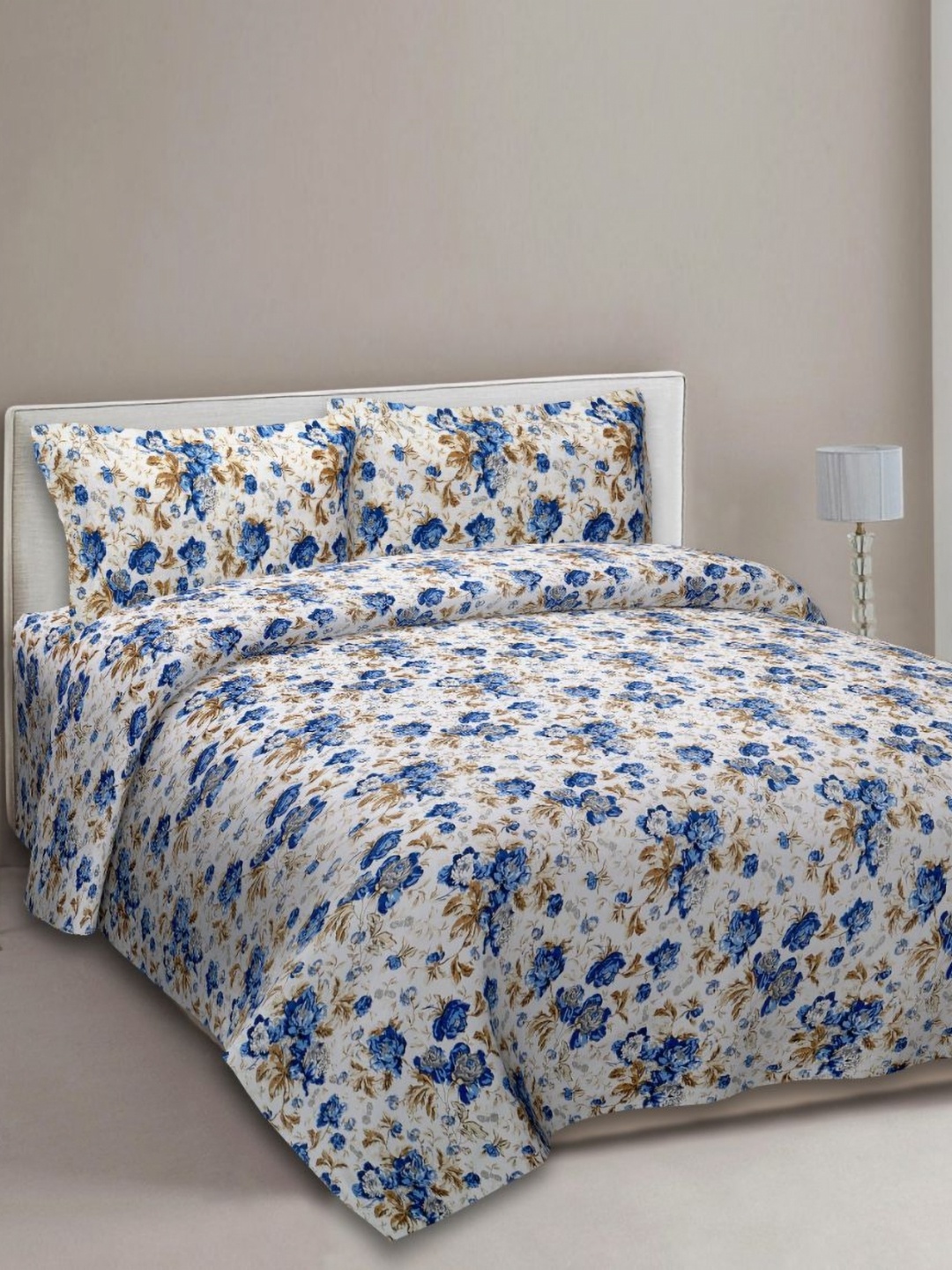 

EasyGoods Blue & White Floral 210 TC King Bedsheet with 2 Pillow Covers