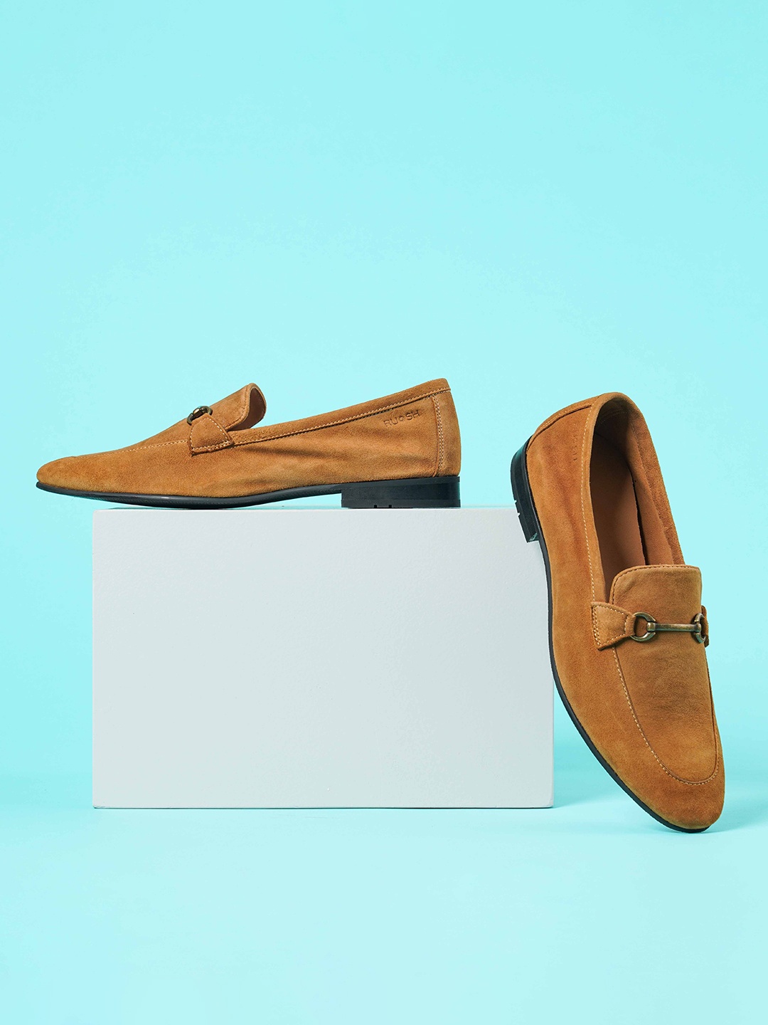 

Ruosh Men Suede Formal Loafers Shoes, Tan
