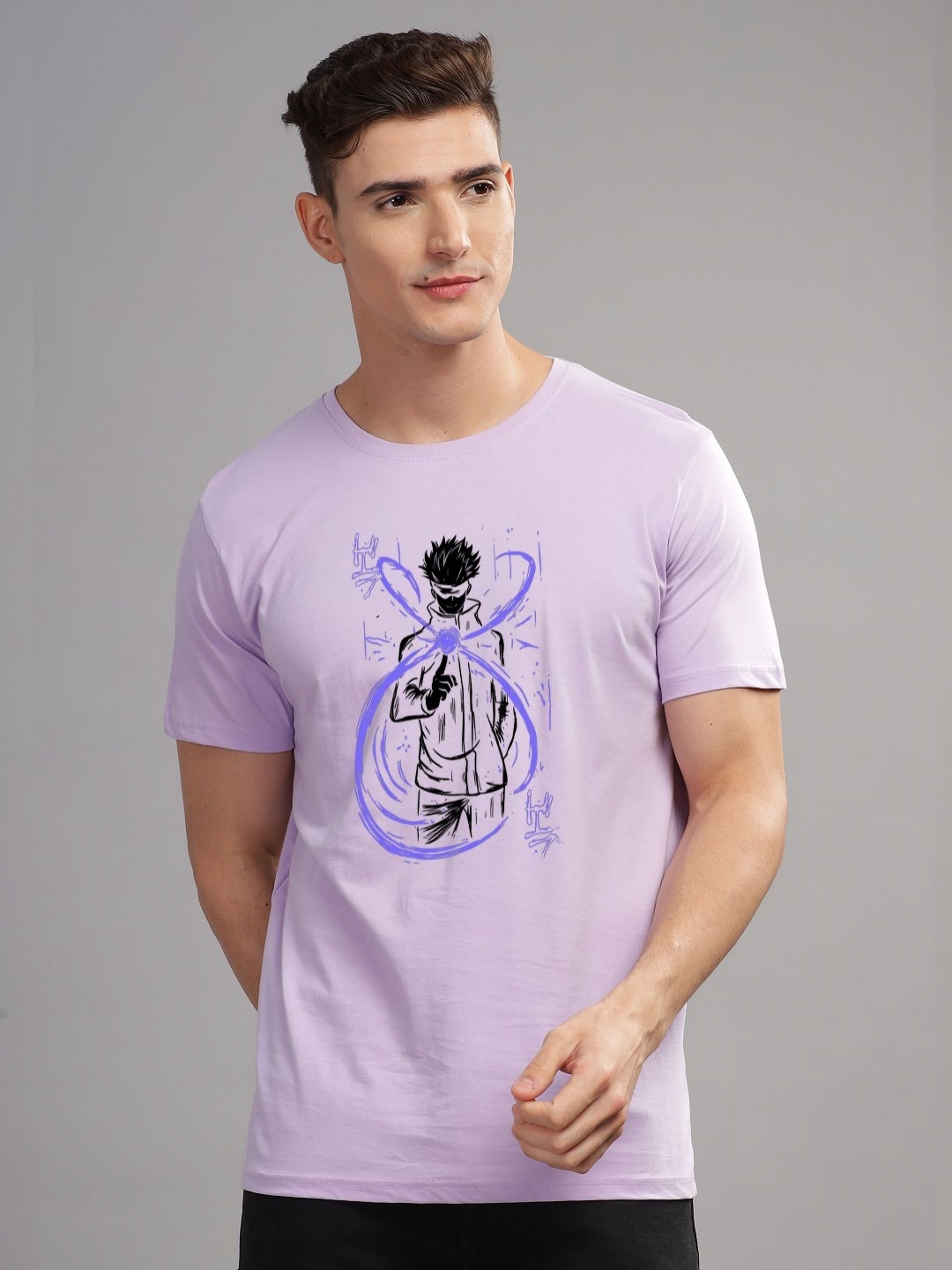 

ADRO Men Graphic Printed Graphic Print Others Round Neck Cotton Tshirt, Purple