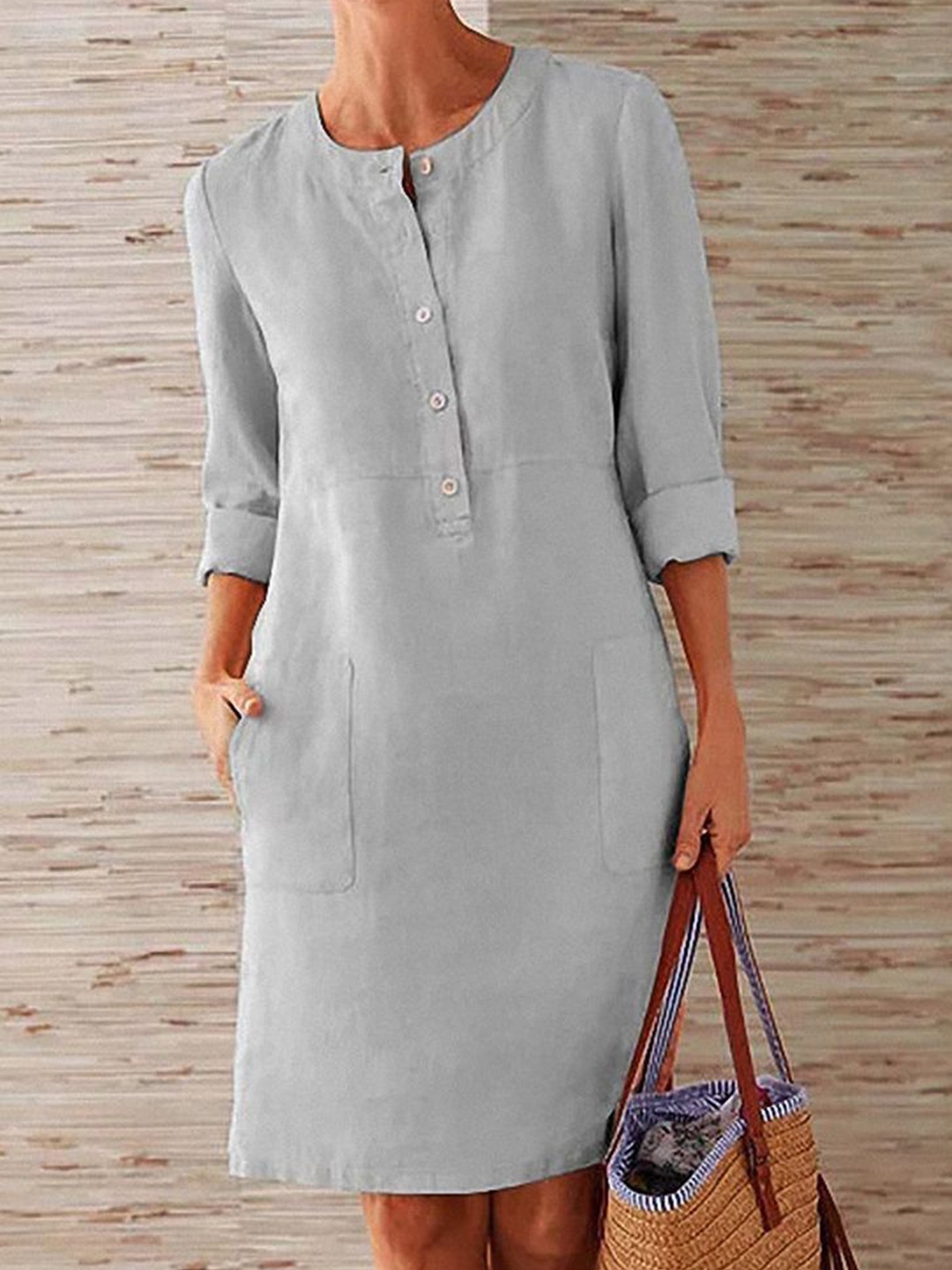 

StyleCast Georgette Shirt Dress, Grey