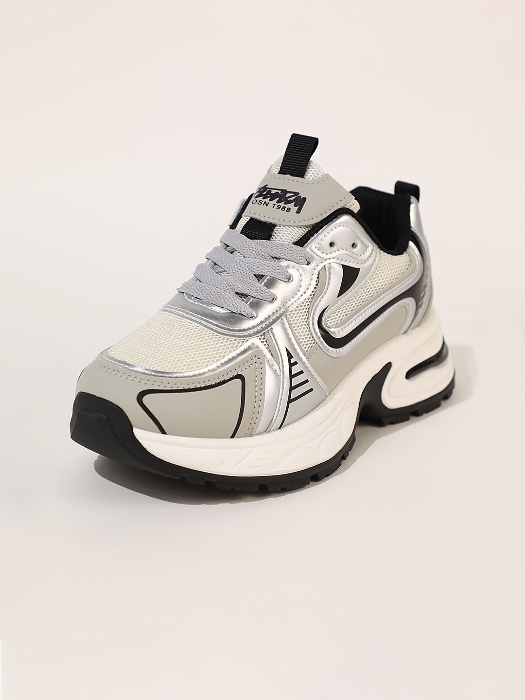 

LULU & SKY Women Colourblocked PU Sneakers, Grey