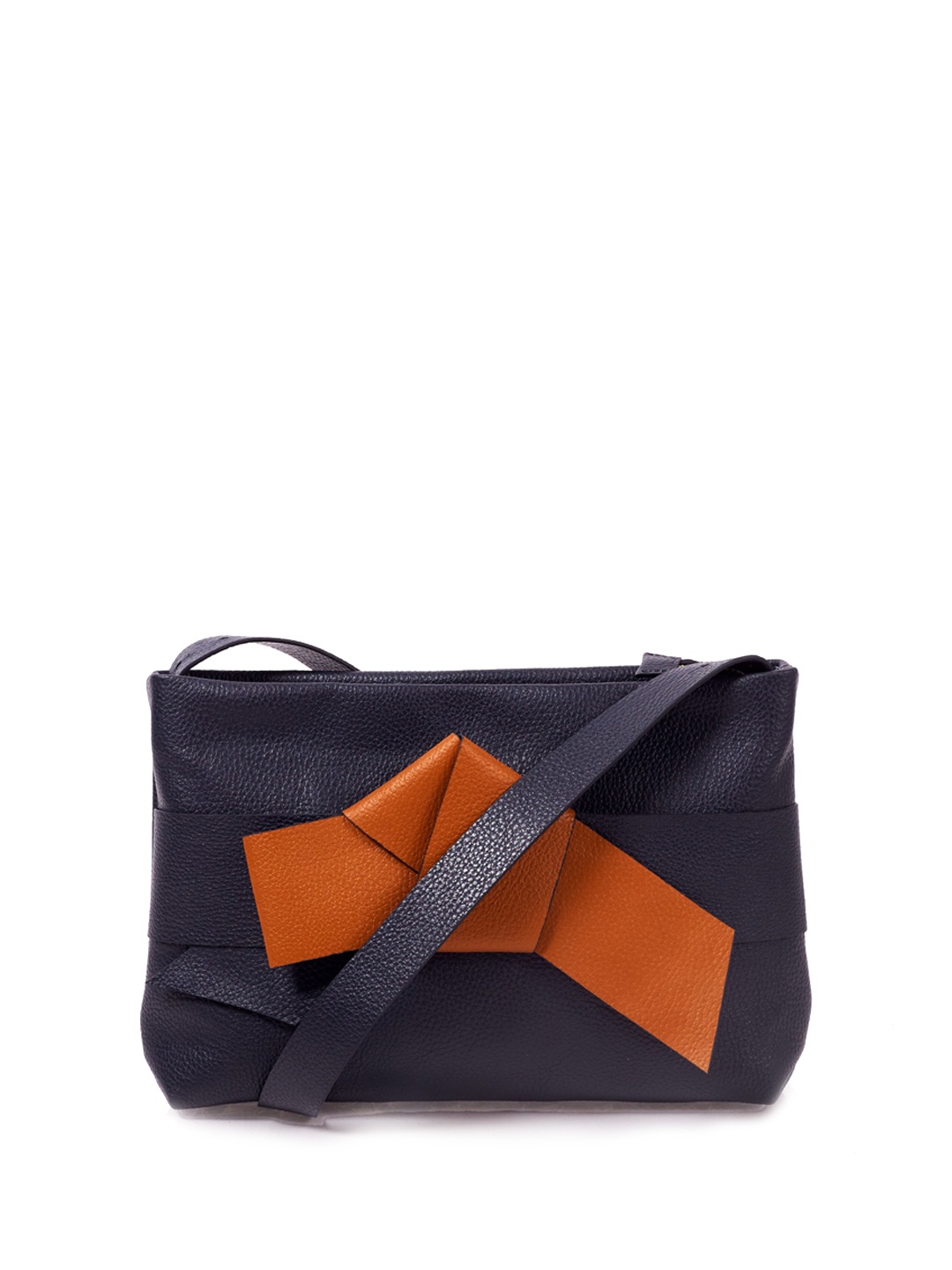

Oddcat Colourblocked Leather Sling Bag, Navy blue
