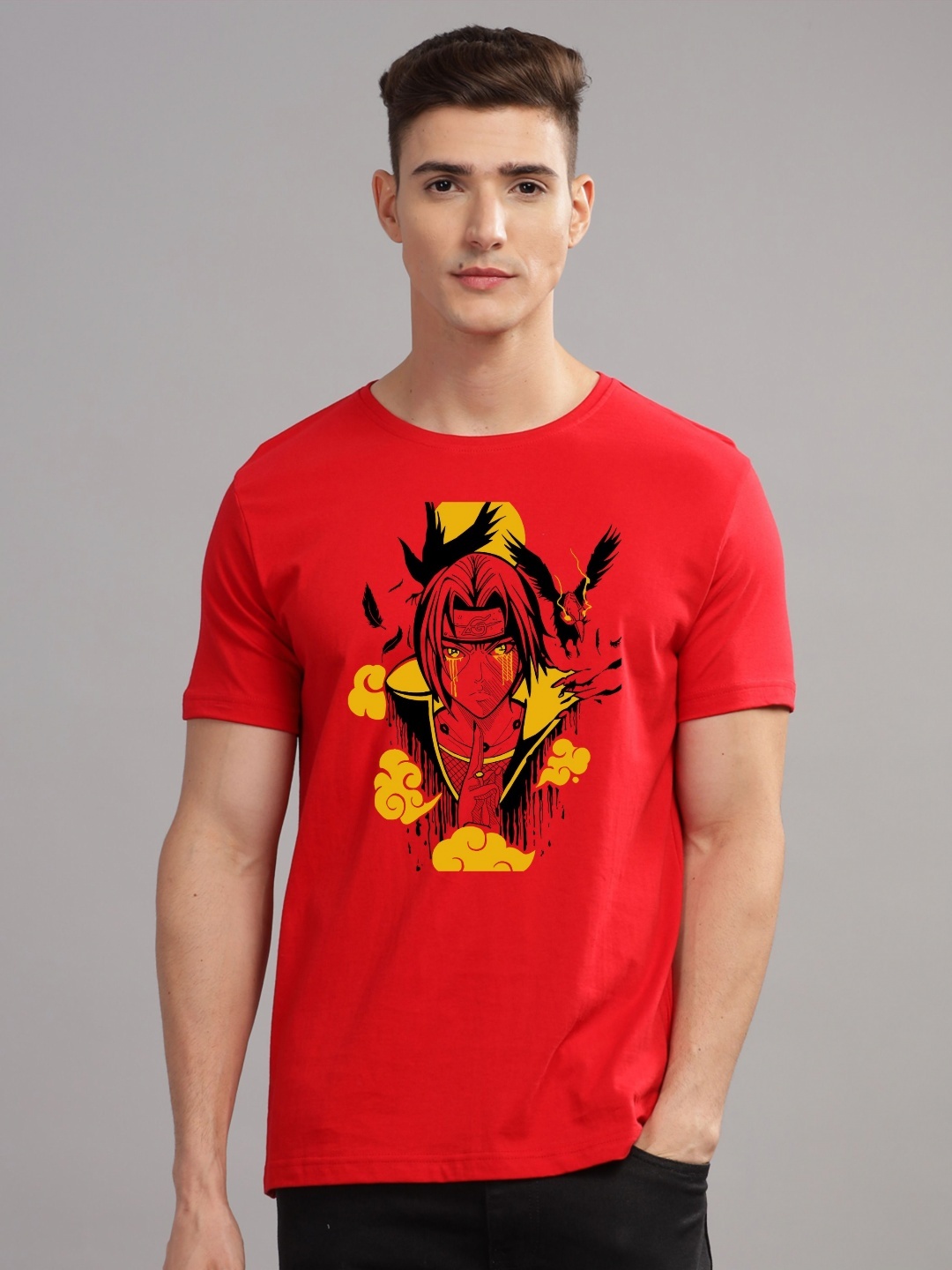 

ADRO Men Printed Applique T-shirt, Red