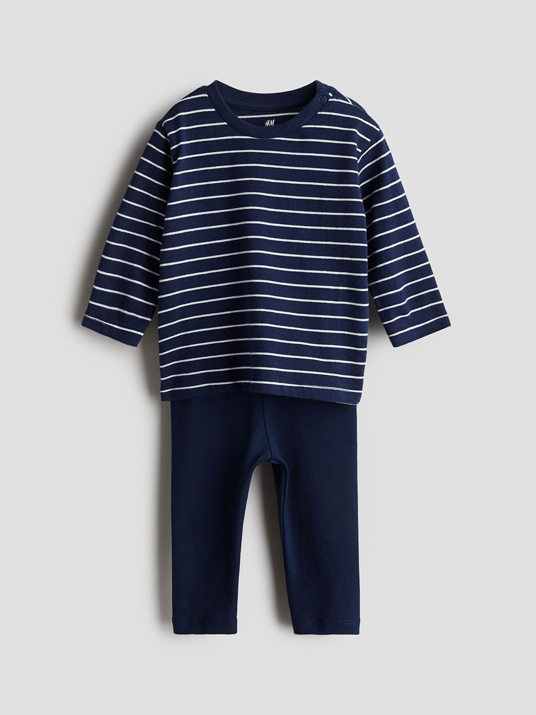 

H&M Boys Striped T-shirt With Trousers, Blue