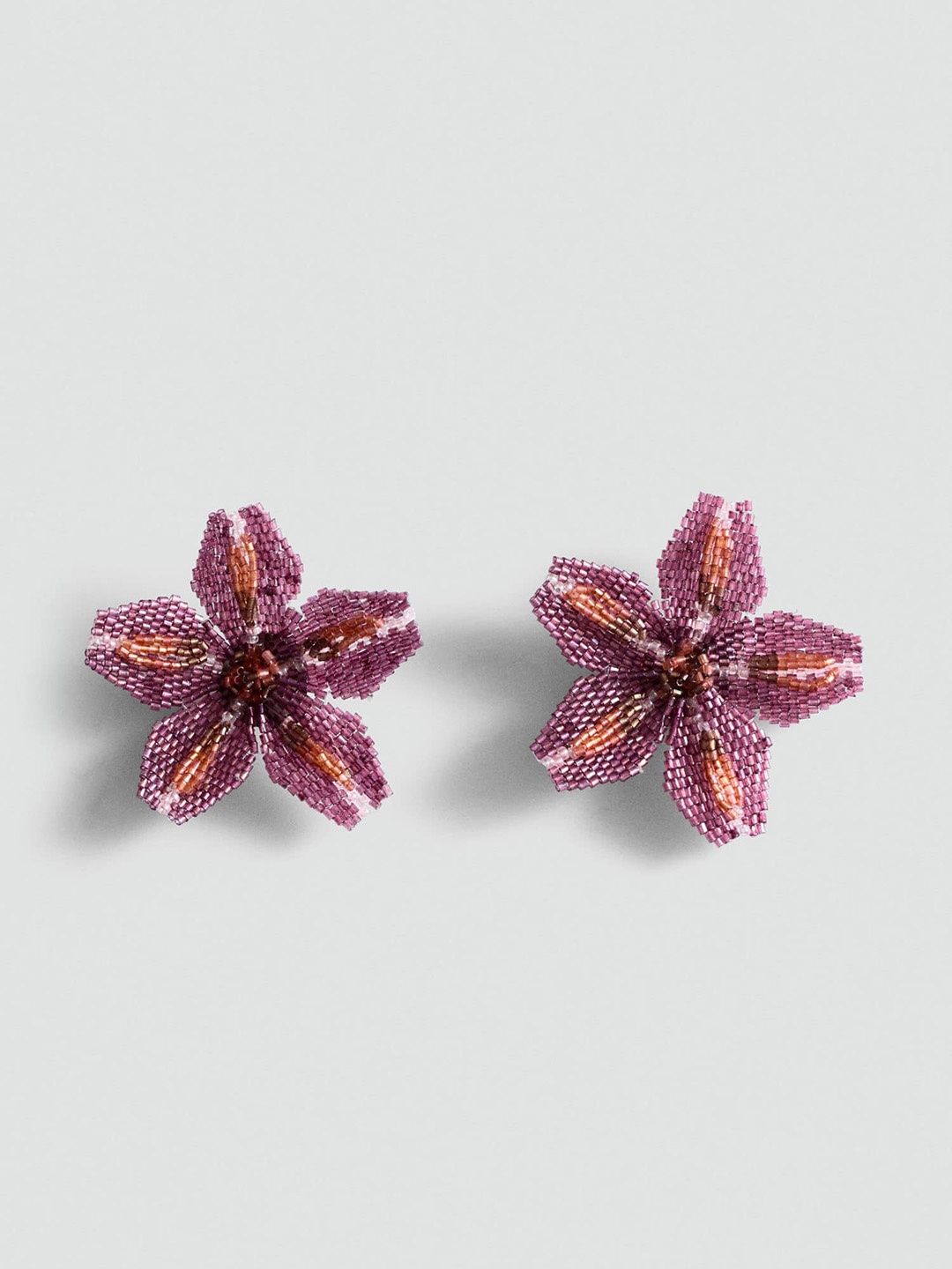 

MANGO Oversized Floral Studs Earrings, Pink