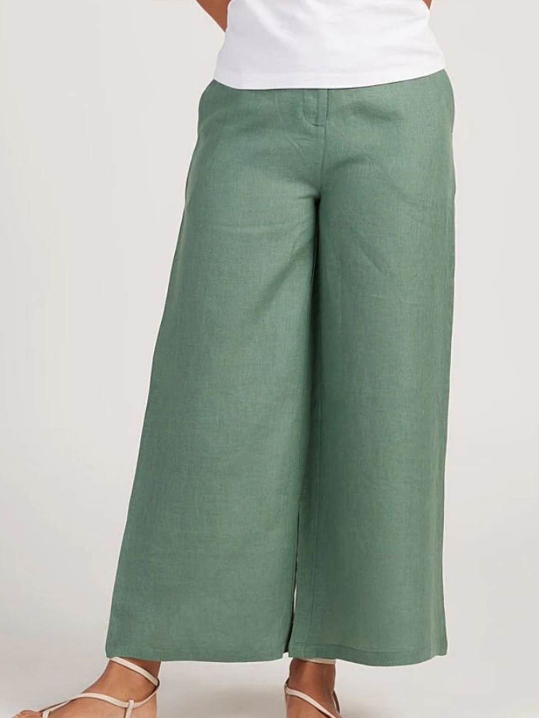 

Creatures of Habit Women Linen Wide Leg Pants, Green