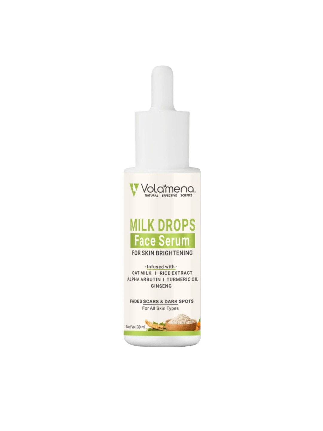 

Volamena Milk Drops Oat Milk & Alpha Arbutin Brightening Face Serum- 30ml, White
