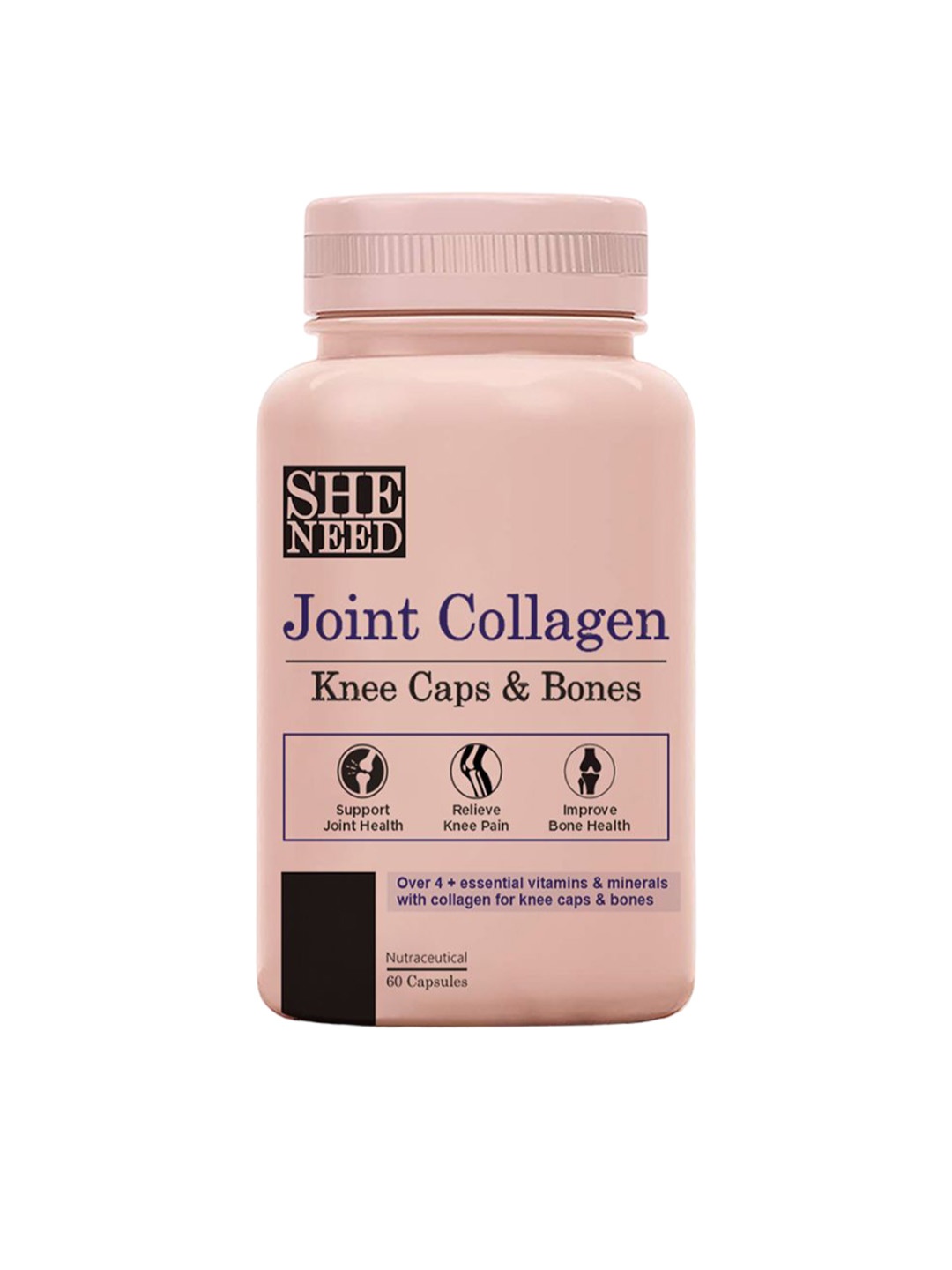 

SHENEED Joint Collagen Capsules for Knee Caps & Bones - 60 Capsules, Nude