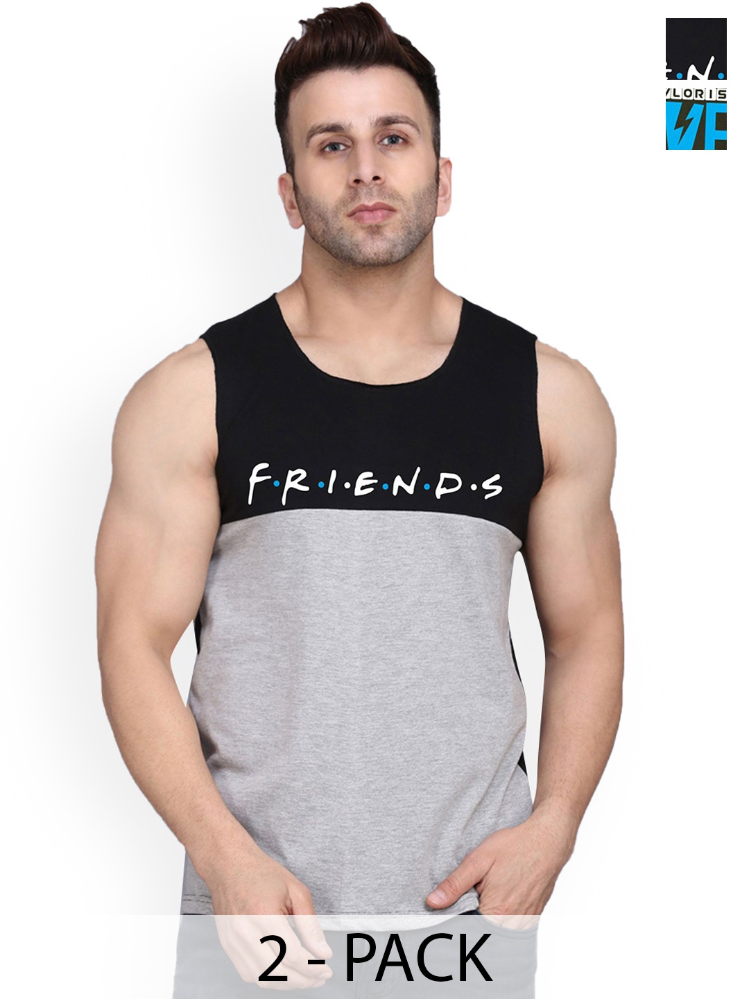

SLOWLORIS Pack Of 2 Printed Gym Vests, Olive