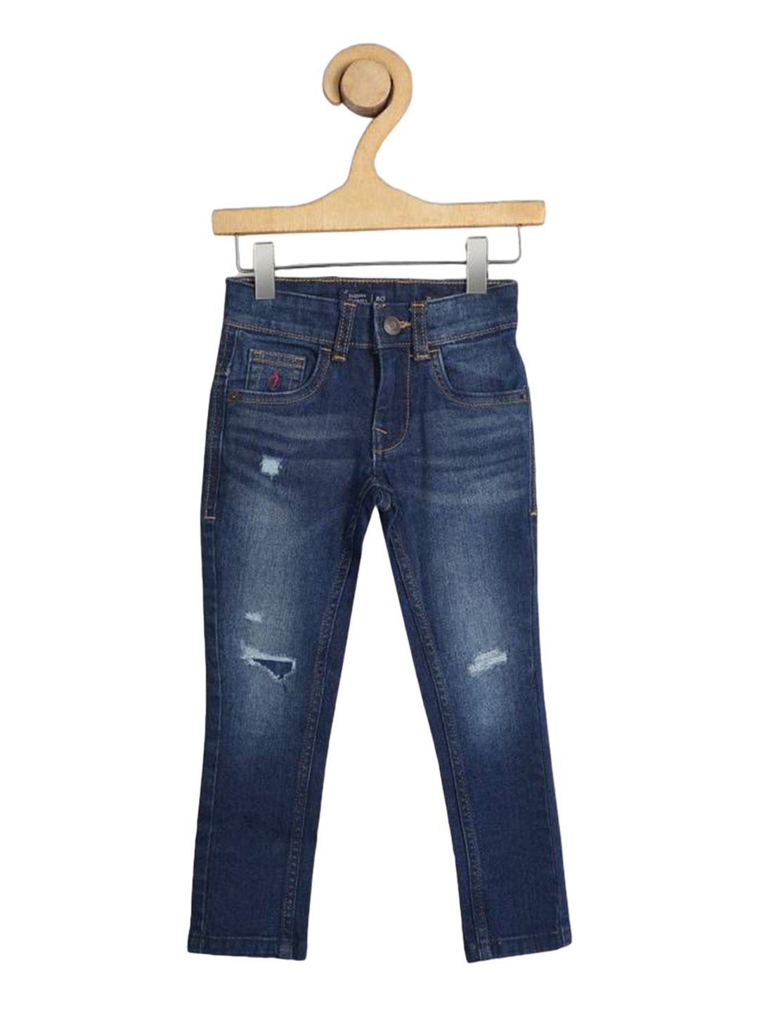 

Indian Terrain Boys Classic Low Distress Light Fade Jeans, Blue