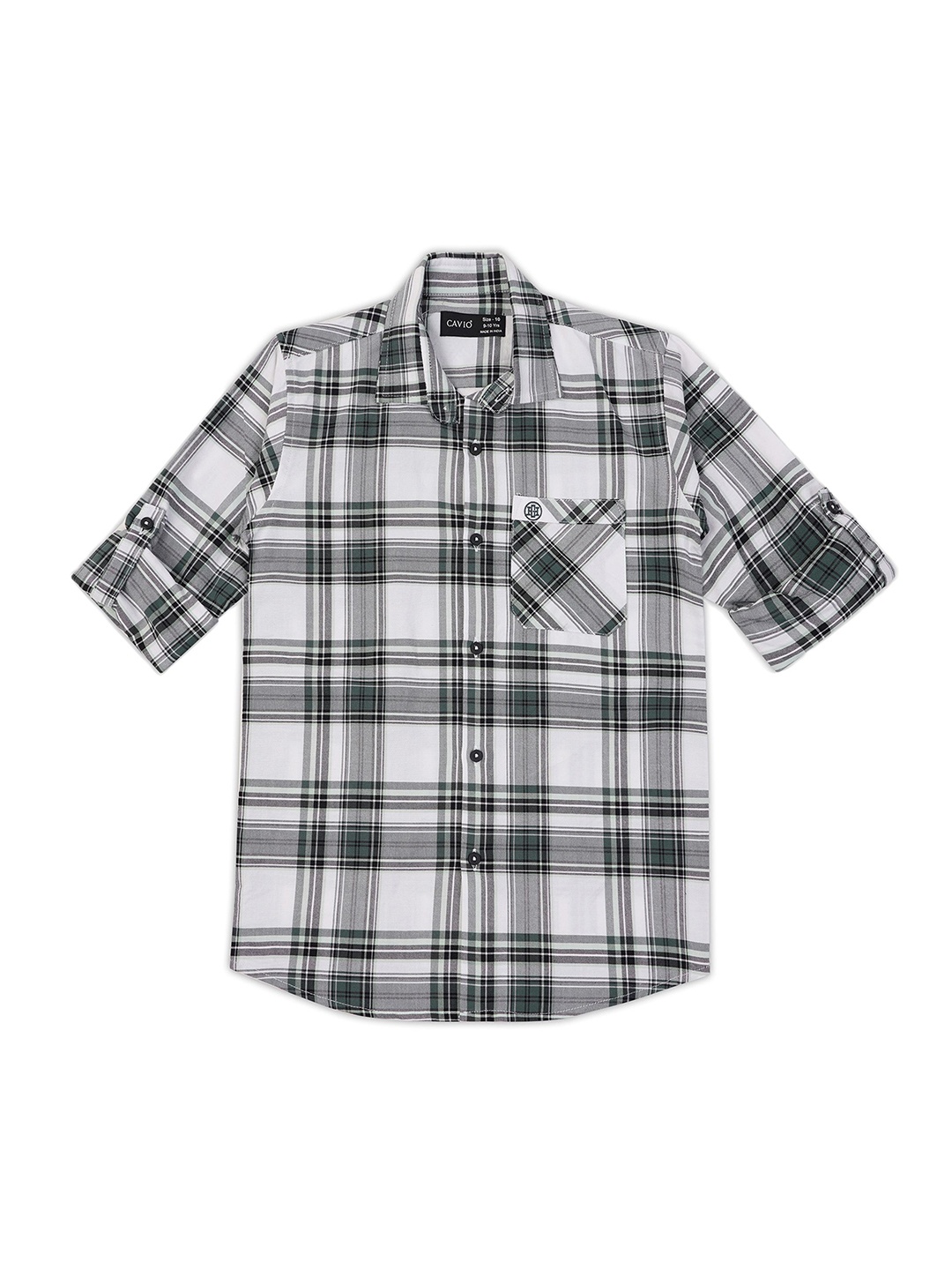 

CAVIO Boys Comfort Spread Collar Tartan Checked Cotton Casual Shirt, Grey