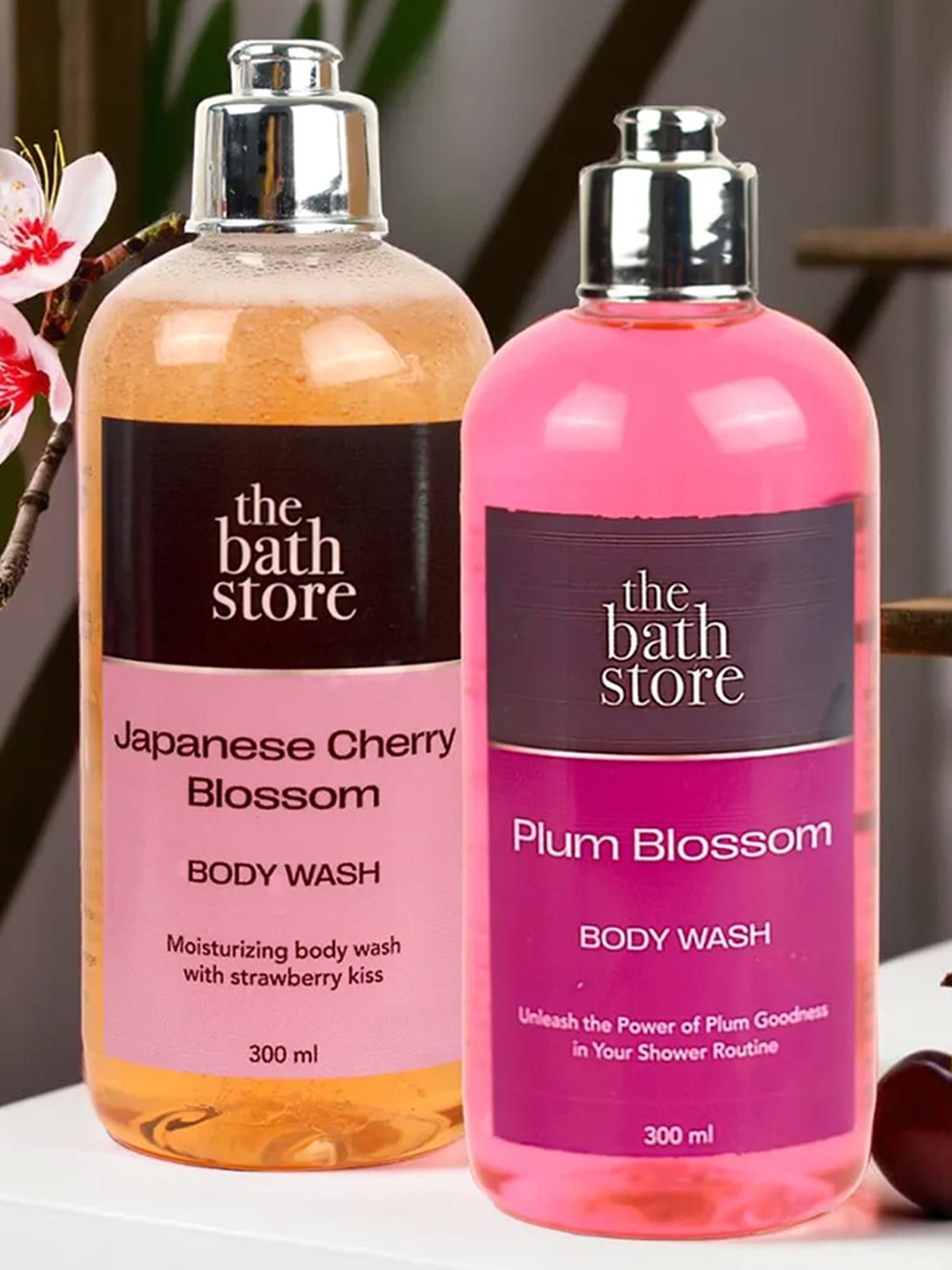 

The Bath Store Set Of 2 Body Wash Plum Blossom & Japanese Cherry Blossom Shower Gels, Pink