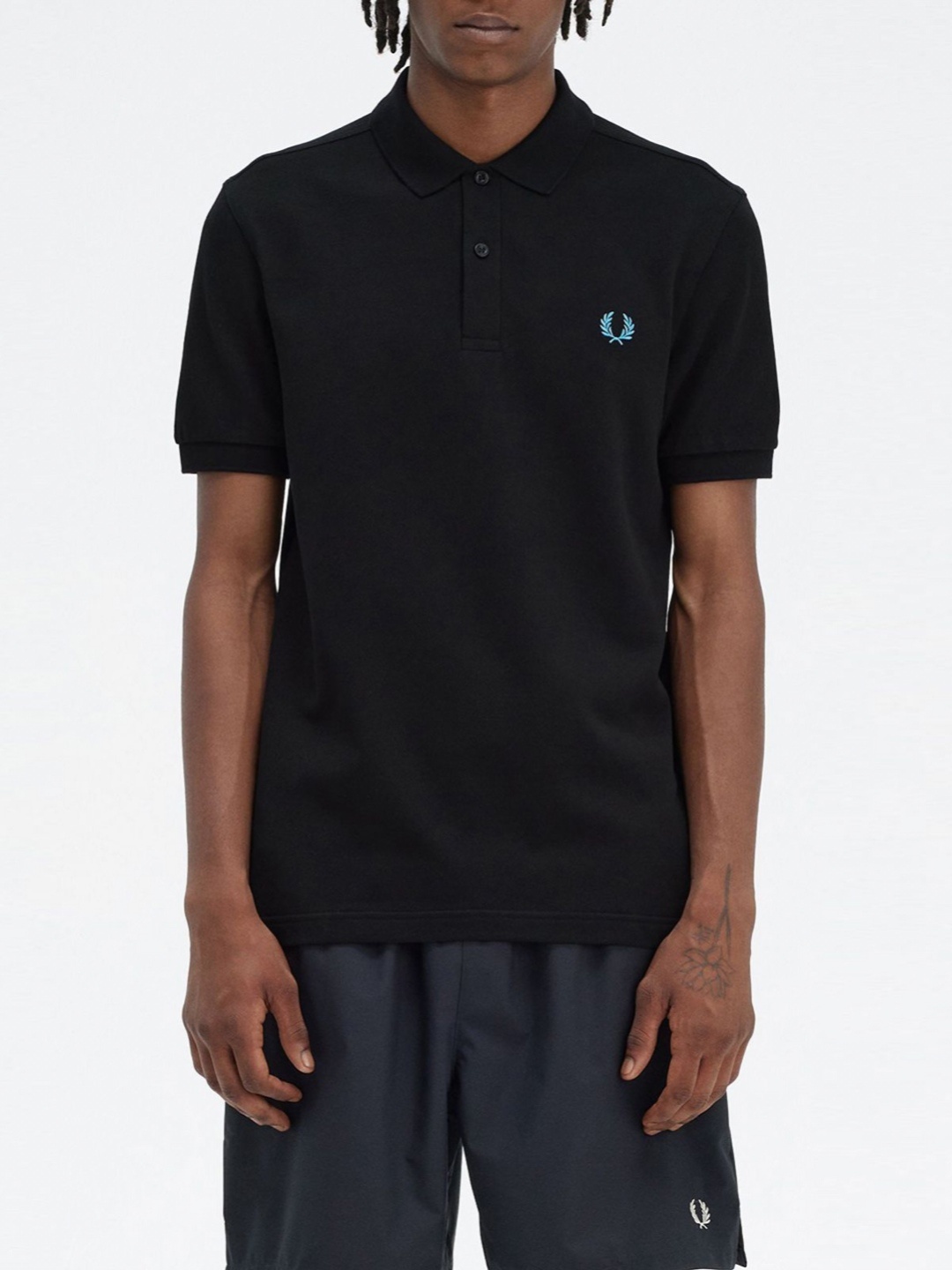 

Fred Perry Men Polo Collar Applique T-shirt, Black