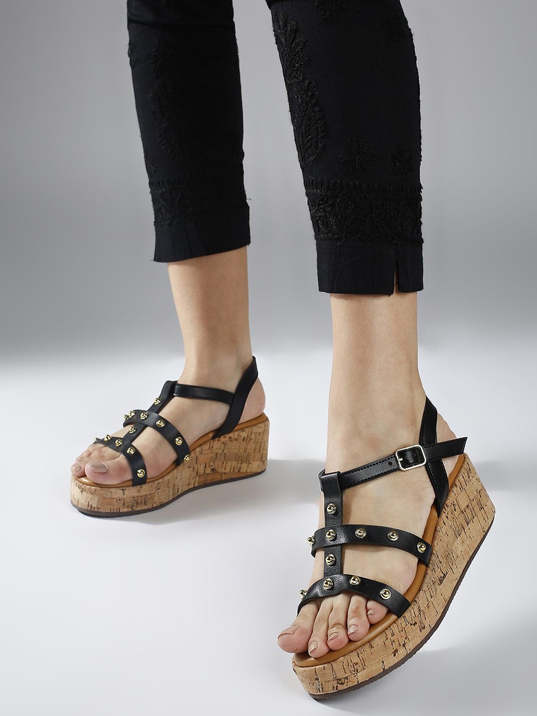 

Inc 5 Women Open Toe Wedge Sandals, Black