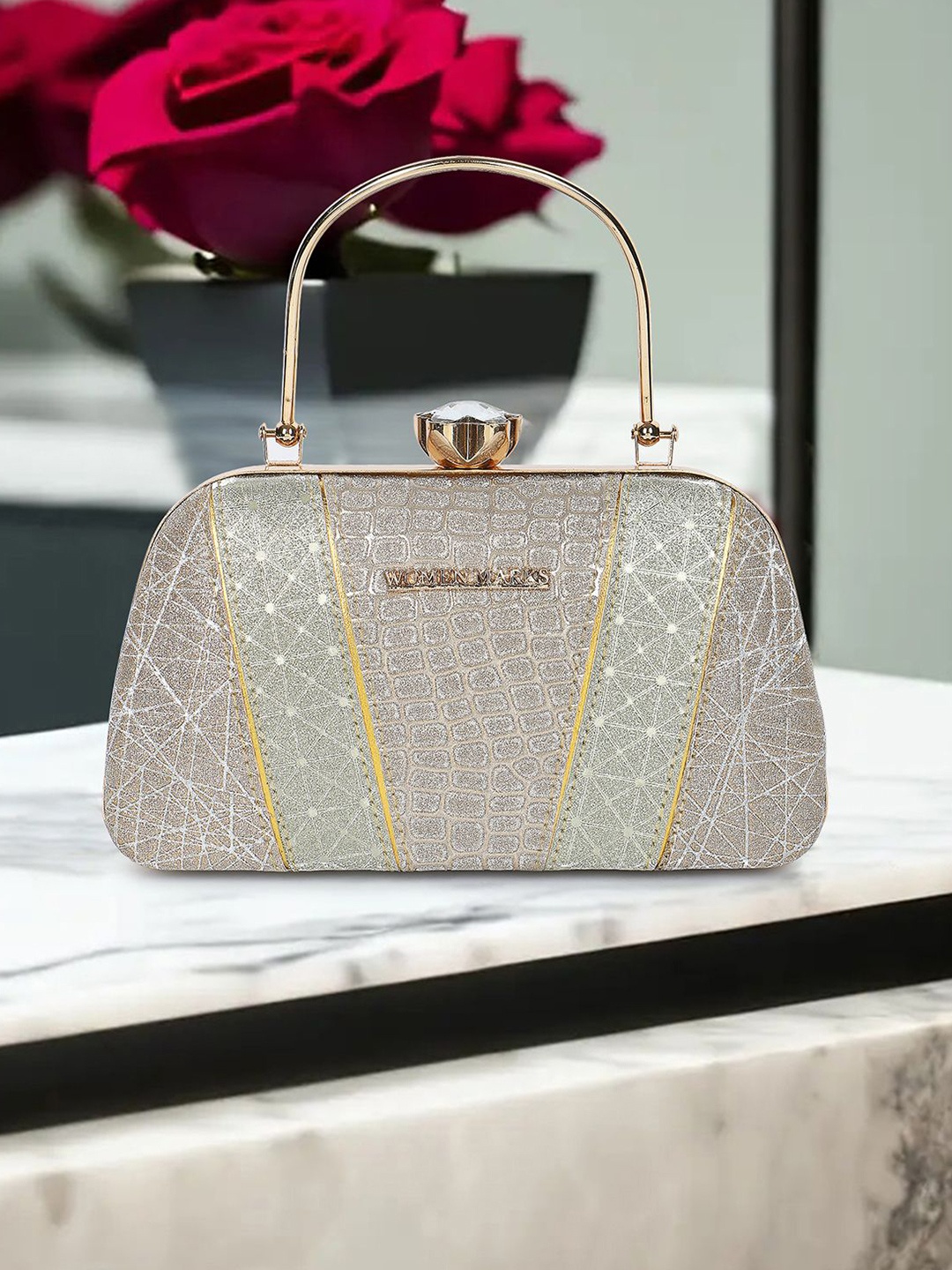 

WOMEN MARKS Textured Box Clutch, Cream