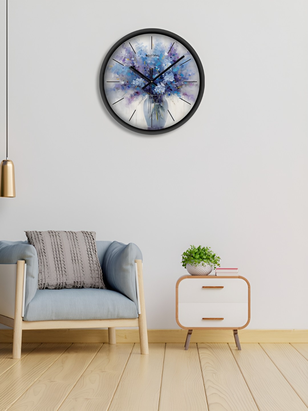 

OLIVE TREE Black & White Flower Vase Printed Contemporary Wall Clock