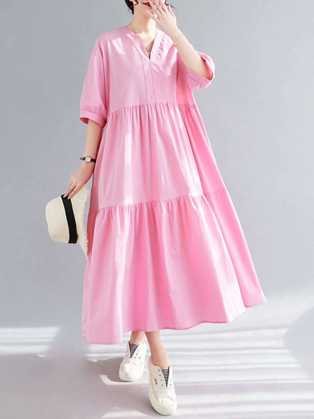 

JC Mode A-Line Tiered Maxi Dress, Pink