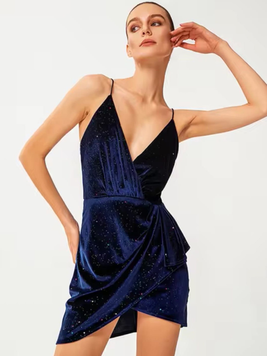 

StyleCast Solid Sleeveless Wrap Mini Dress, Navy blue