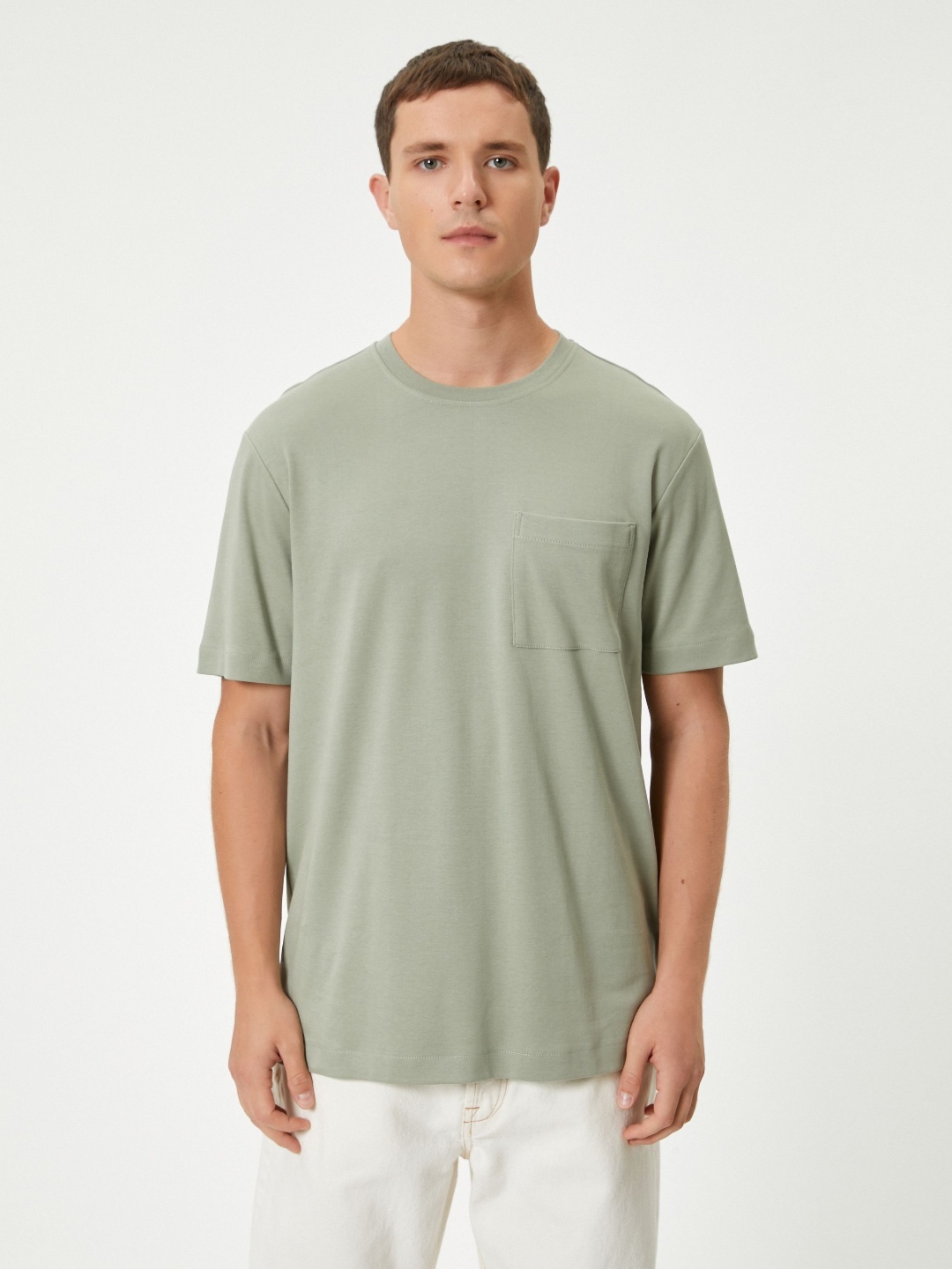 

Koton Men Extended Sleeves Pockets T-shirt, Khaki