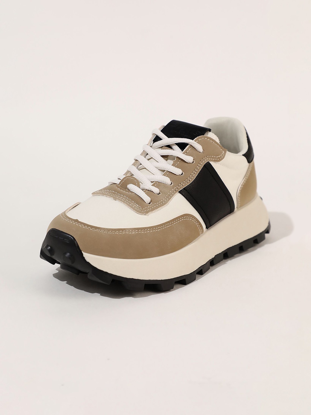 

LULU & SKY Women Colourblocked PU Sneakers, Khaki