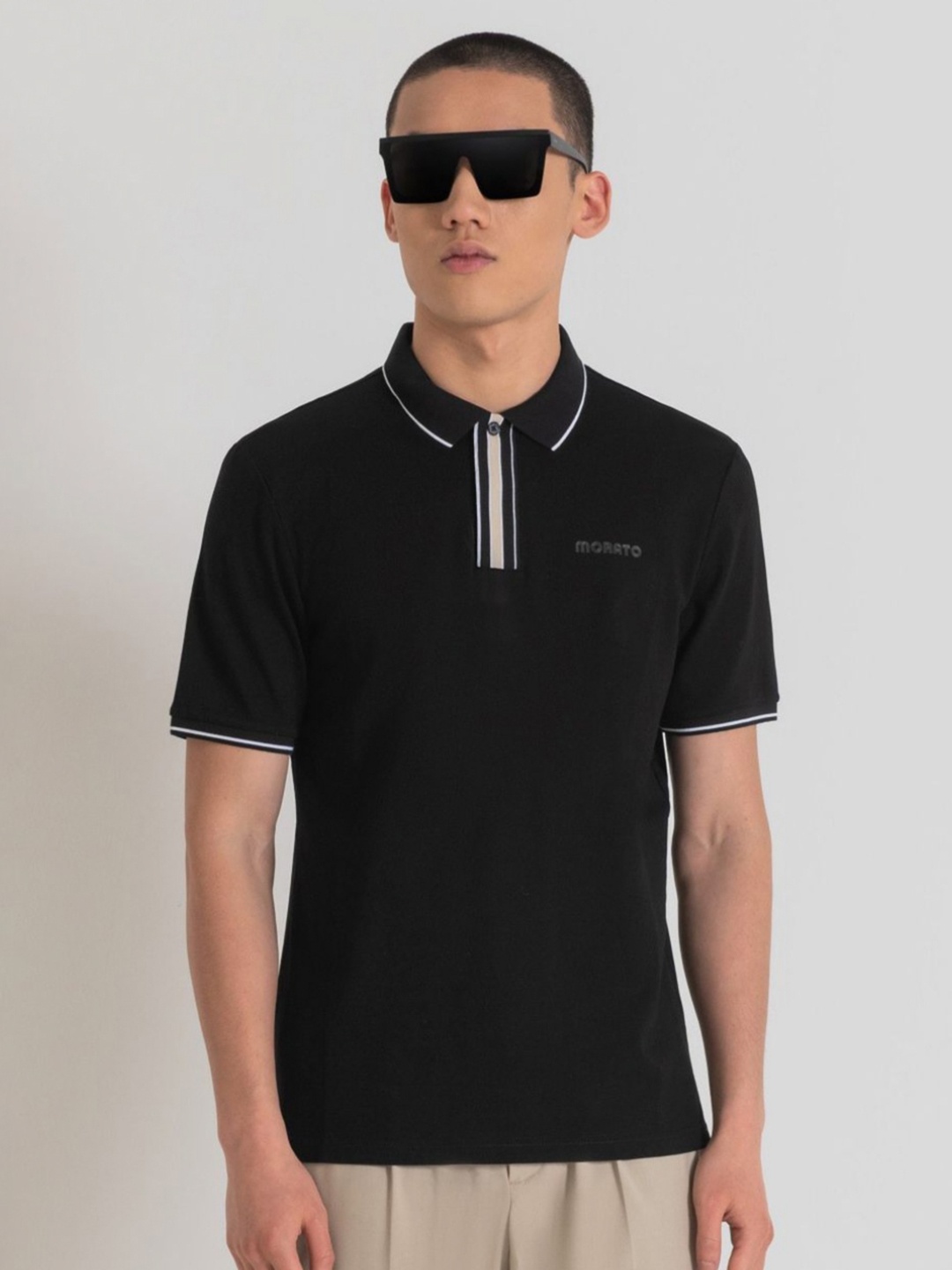 

Antony Morato Men Polo Collar T-shirt, Black
