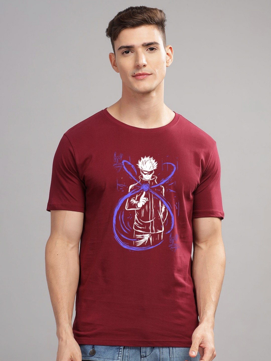 

ADRO Men Typography Printed Round Neck Cotton Tshirt, Maroon