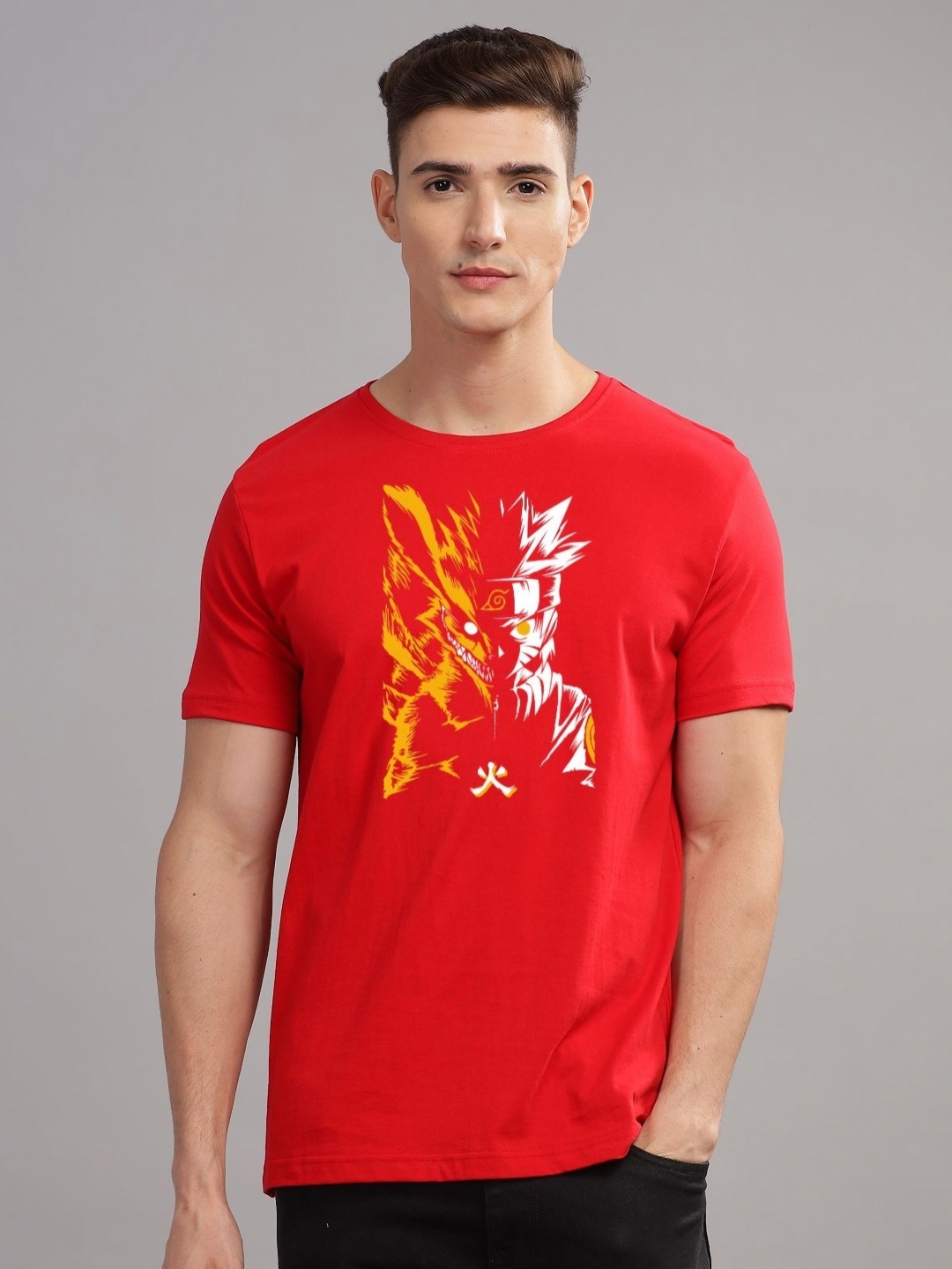 

ADRO Men Typography Printed Applique T-shirt, Red