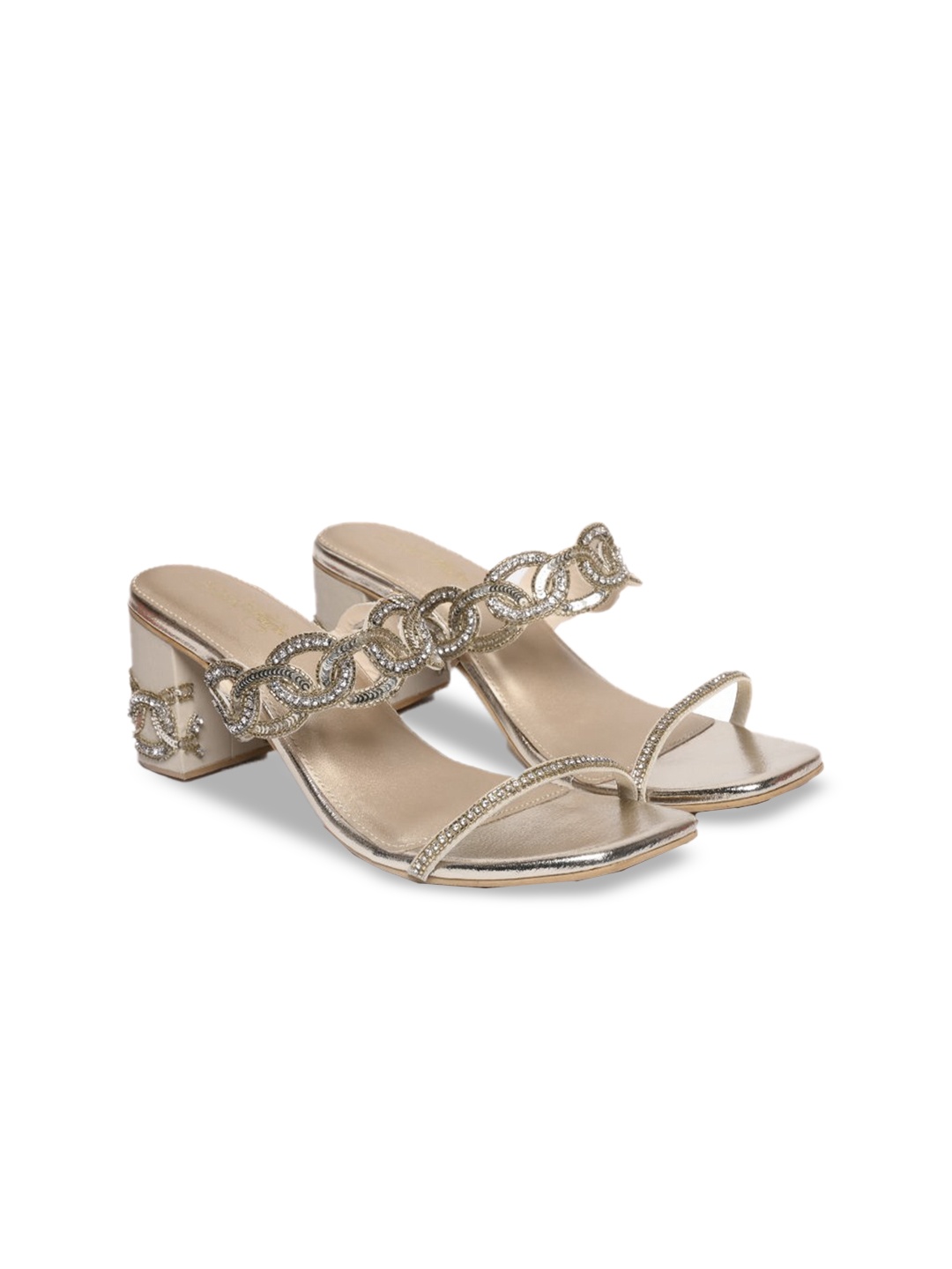 

Sole House Embellished PU Block Heel Sandals, Gold