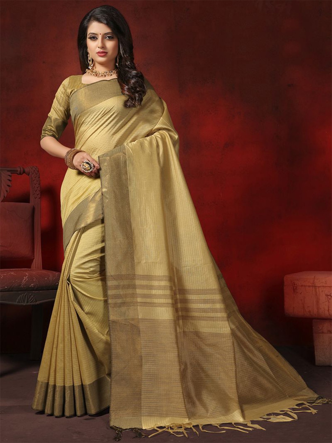 

ASISA Woven Design Zari Saree, Beige