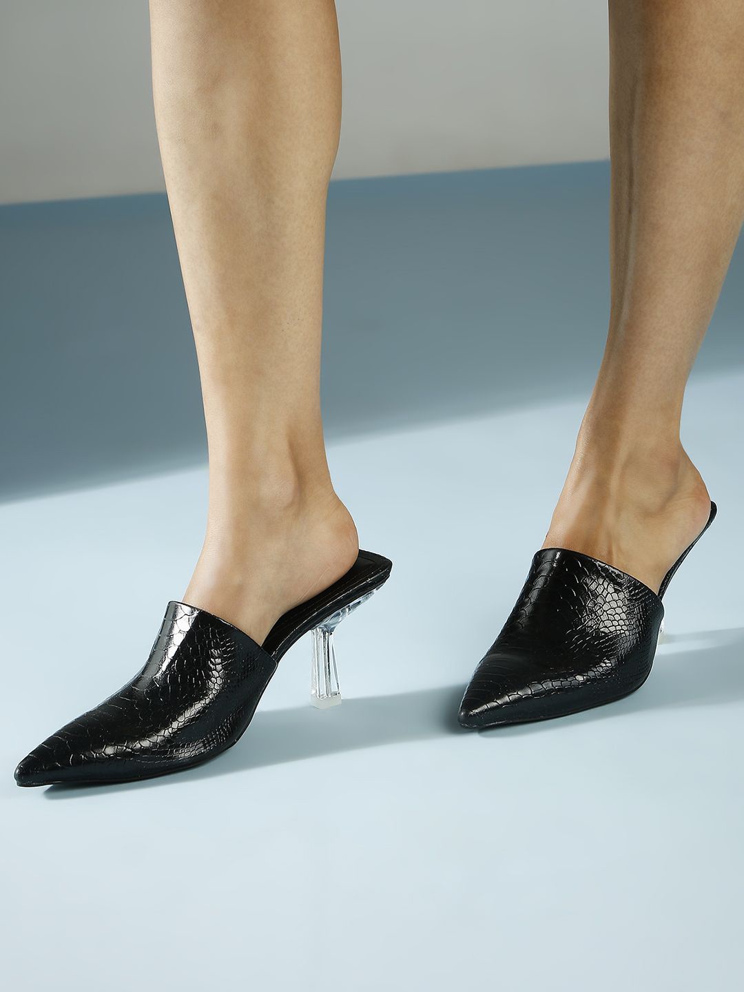 

Inc 5 Textured Pointed Toe Party Mules, Black