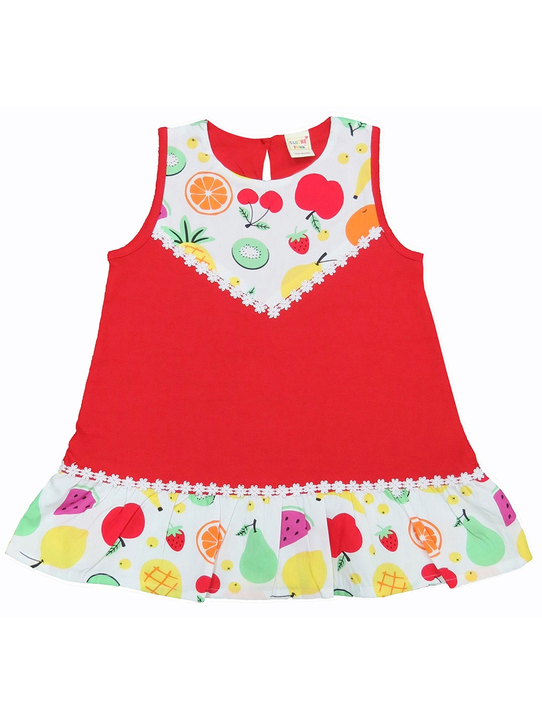 

Clothe Funn Girls Tropical Printed A-Line Dress, Red
